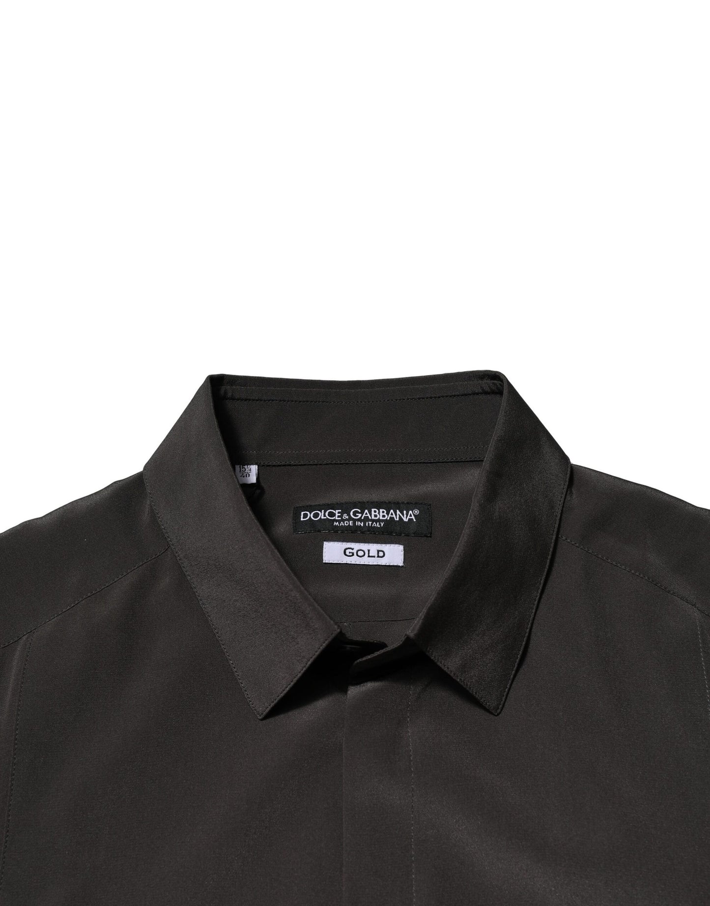 Dolce & Gabbana Dunkelbraunes Seidenhemd GOLD Herren Kleid Formales Hemd