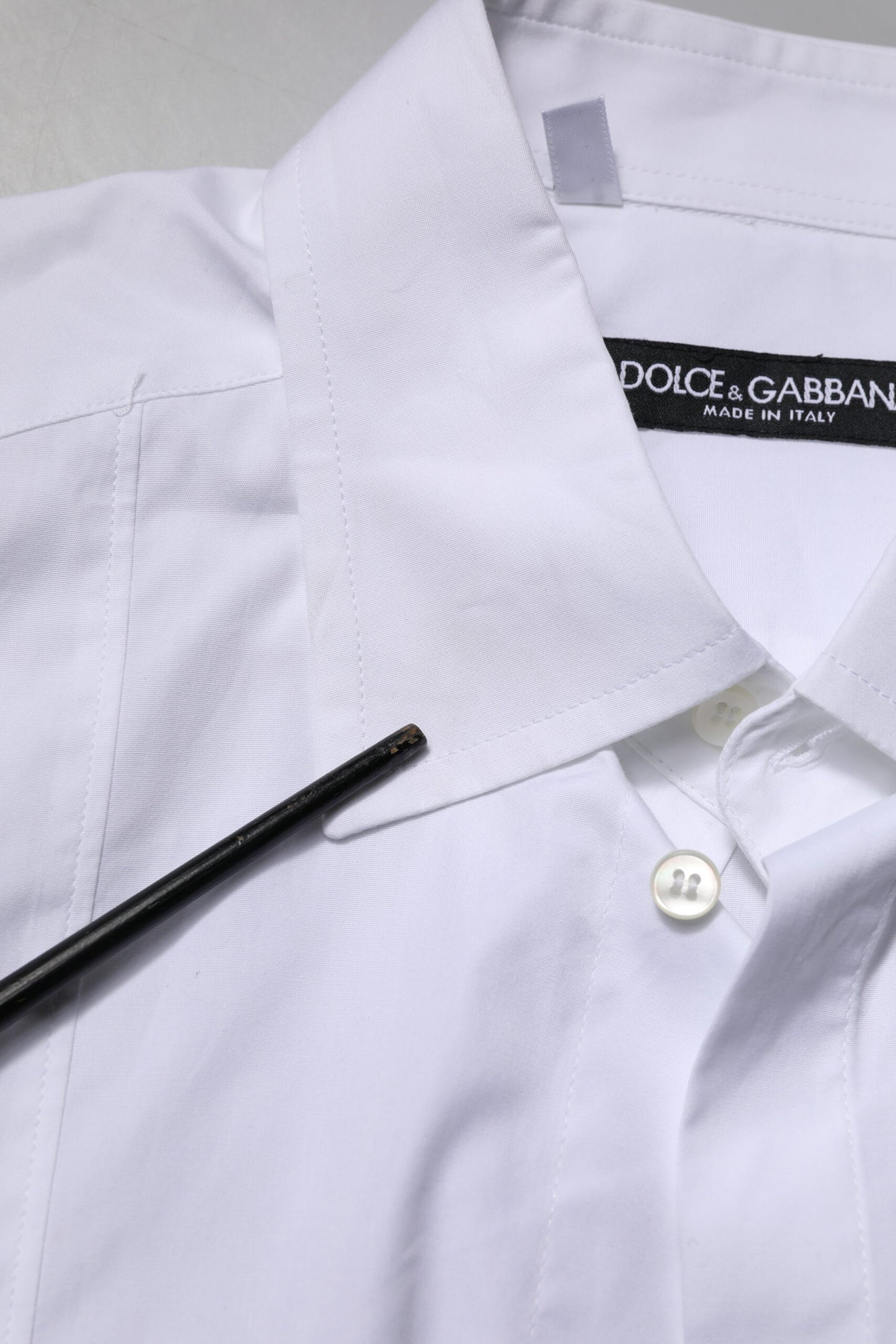 Dolce & Gabbana Weißes Baumwollkleid mit kurzen Ärmeln Formales Hemd
