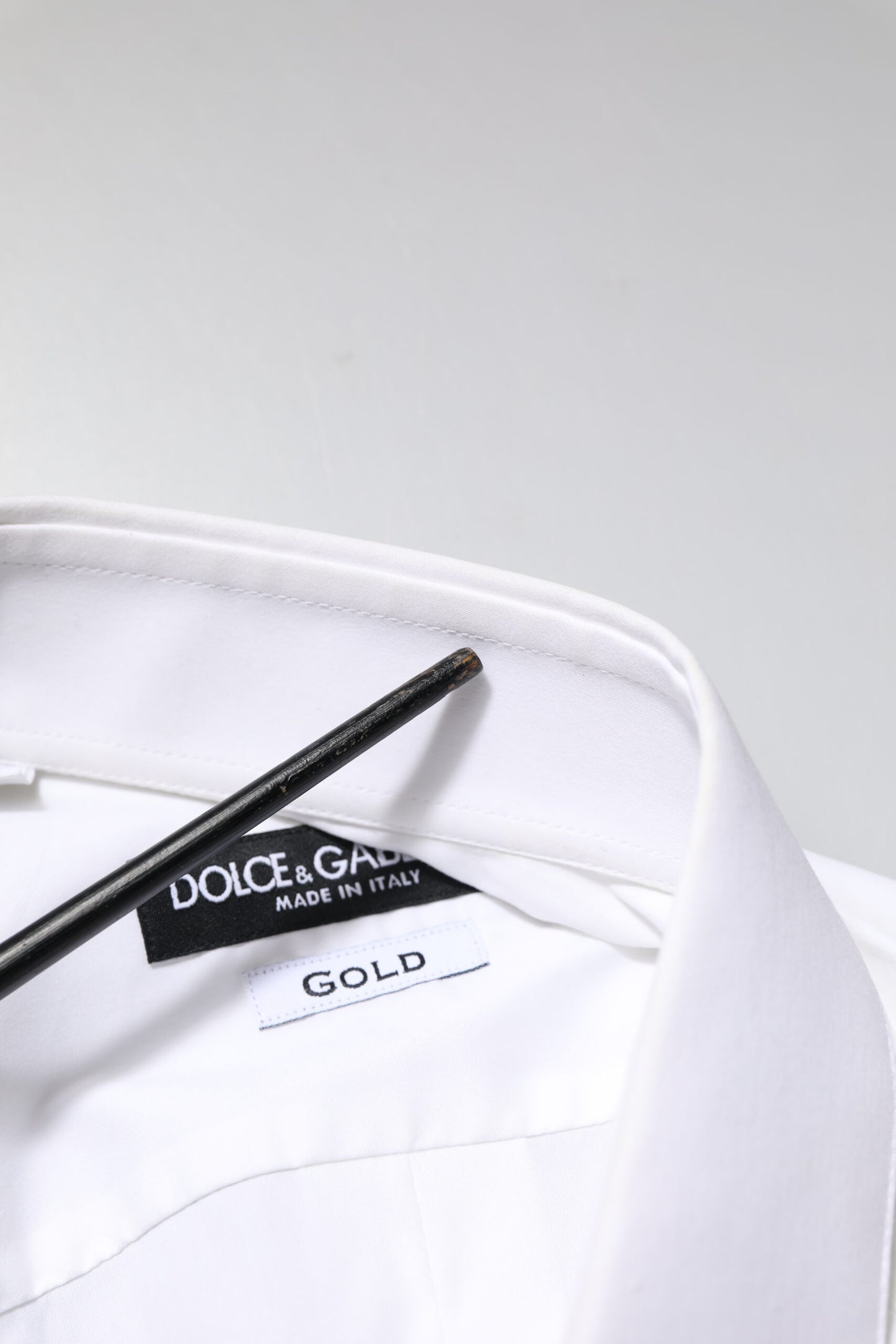 Dolce & Gabbana Weißes GOLD Langärmeliges Kleid Formales Hemd