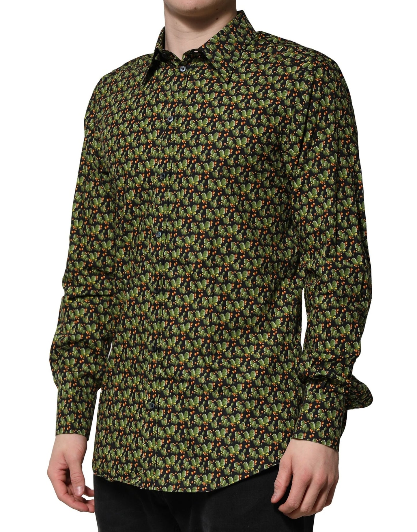 Dolce & Gabbana Multicolor Baumwolle Kaktus GOLD Herren Hemd