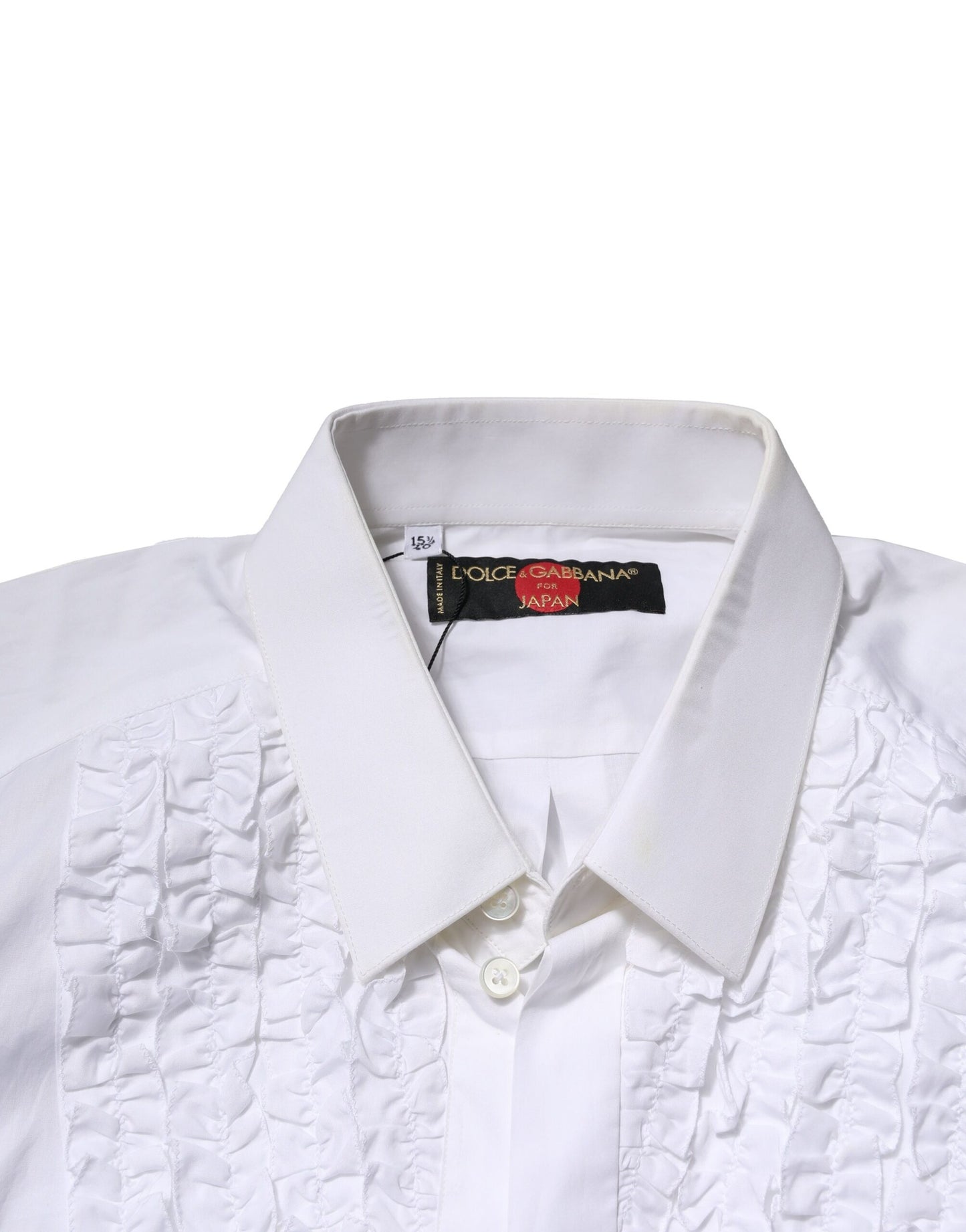 Dolce & Gabbana Weißes Hemd mit Rüschenbesatz aus Baumwolle für den formellen Anlass