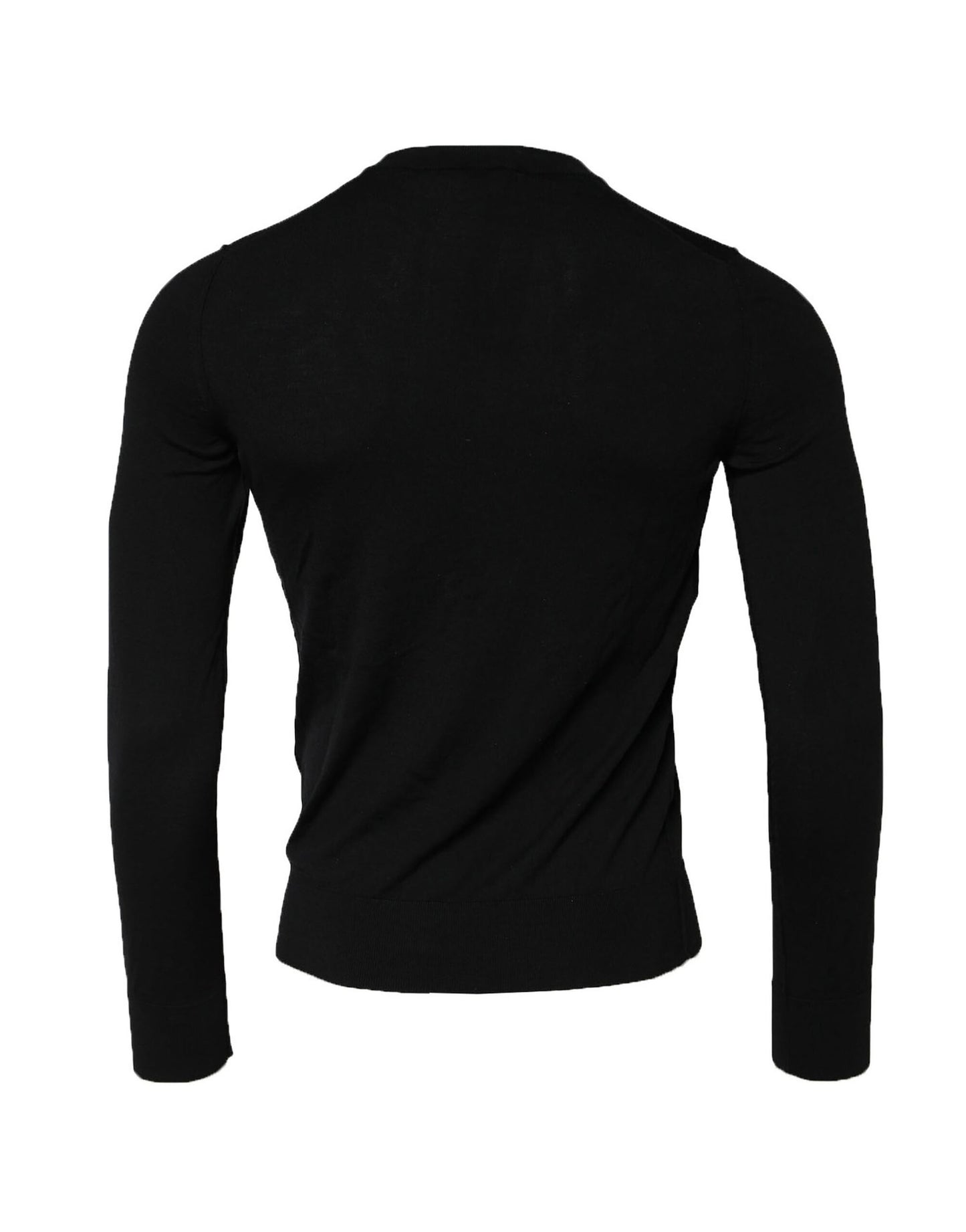 Dolce & Gabbana Schwarzer langärmeliger Pullover mit Rundhalsausschnitt