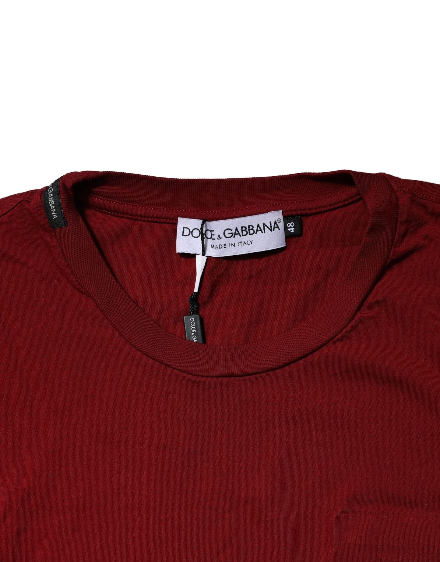 Dolce & Gabbana Dunkelrotes Herren T-Shirt mit Rundhalsausschnitt und kurzen Ärmeln