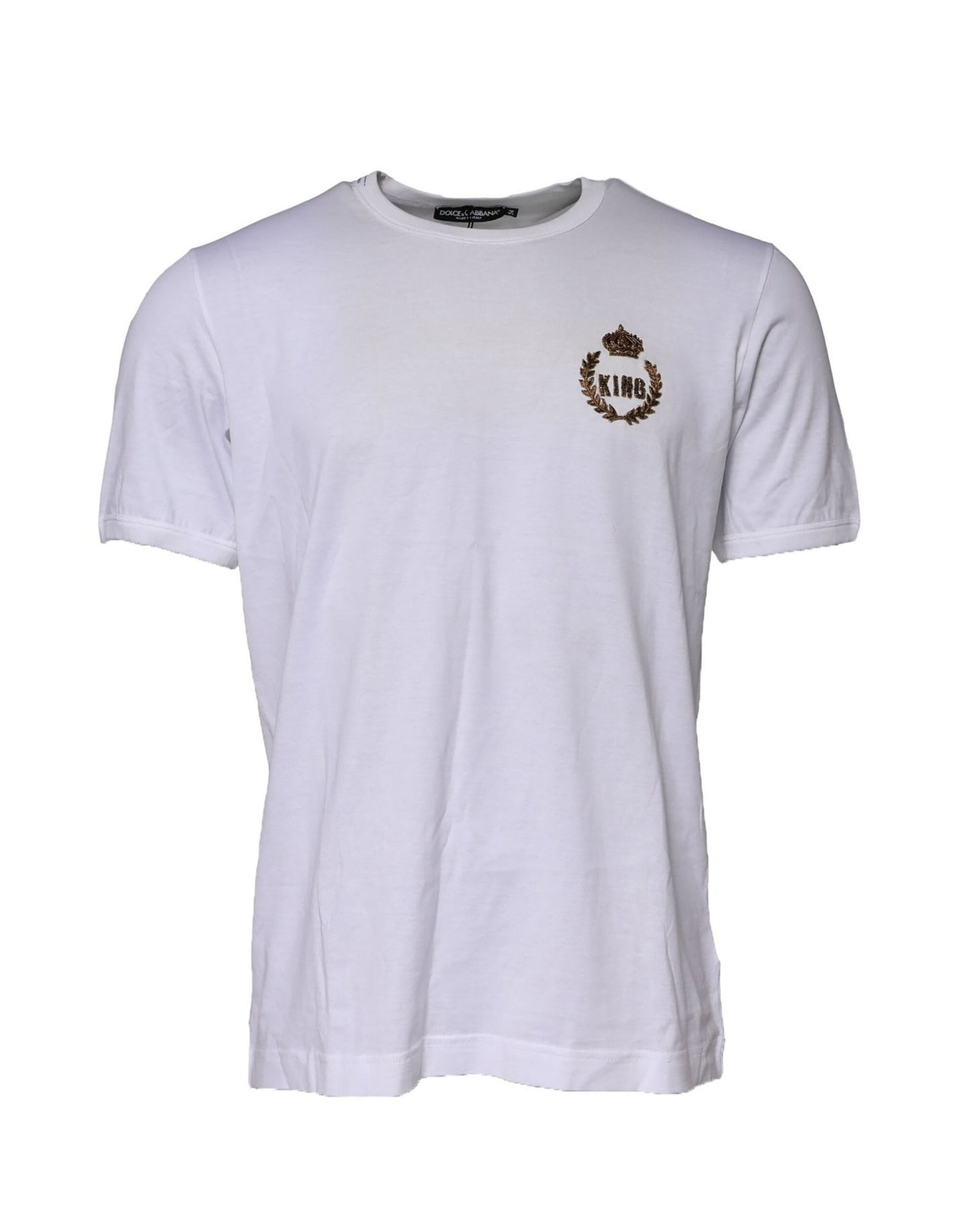 Dolce & Gabbana Weißes King Crown Baumwoll-T-Shirt mit Rundhalsausschnitt