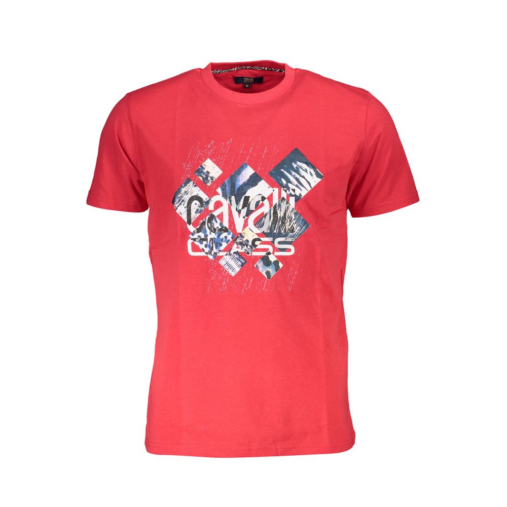 Cavalli Class Rotes Baumwolle Männer T-Shirt