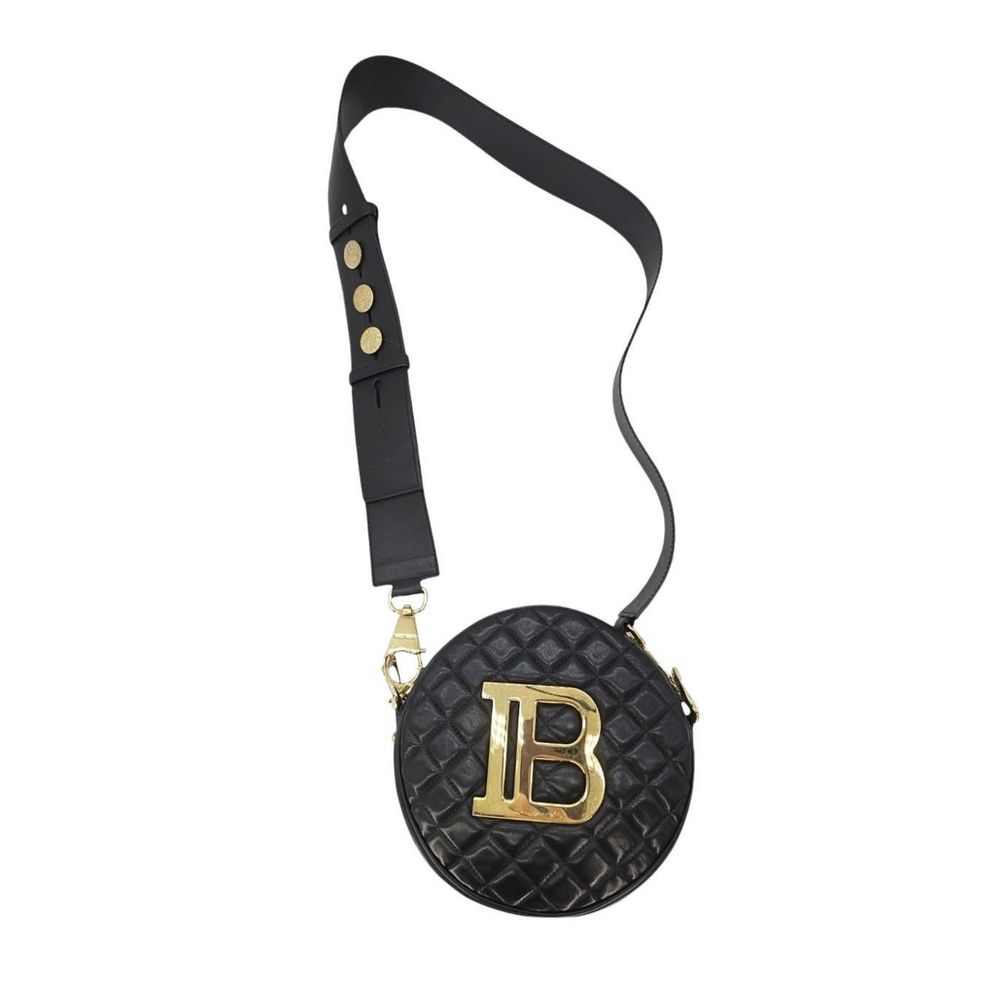 Balmain Schwarze Leder Crossbody Tasche