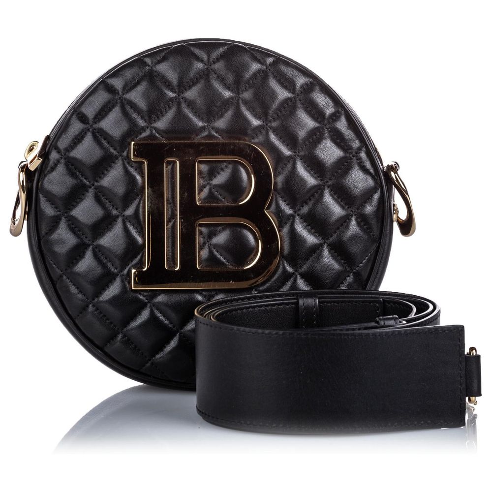 Balmain Schwarze Leder Crossbody Tasche