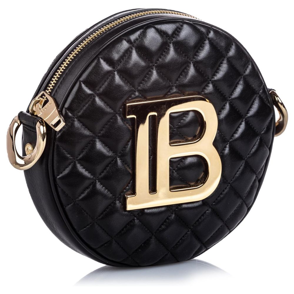 Balmain Schwarze Leder Crossbody Tasche
