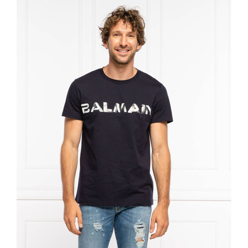 Balmain T-Shirt aus blauer Baumwolle