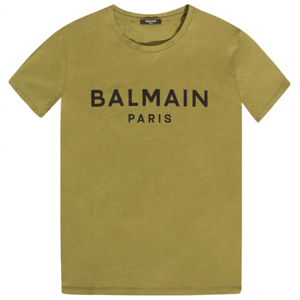 Balmain T-Shirt aus grüner Baumwolle