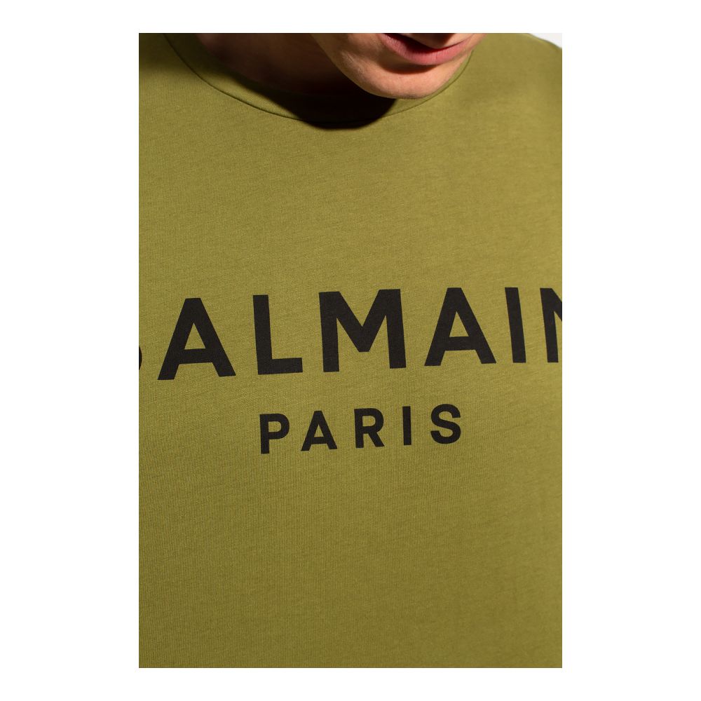 Balmain T-Shirt aus grüner Baumwolle