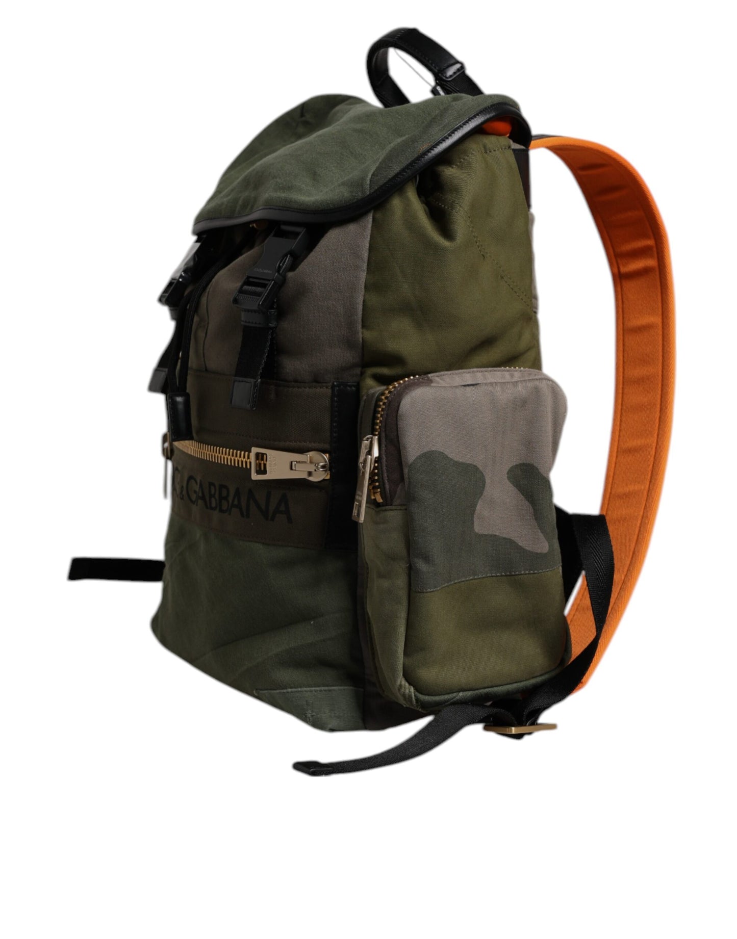 Dolce & Gabbana Grüner Patchwork-Reiserucksack Militärische Tasche