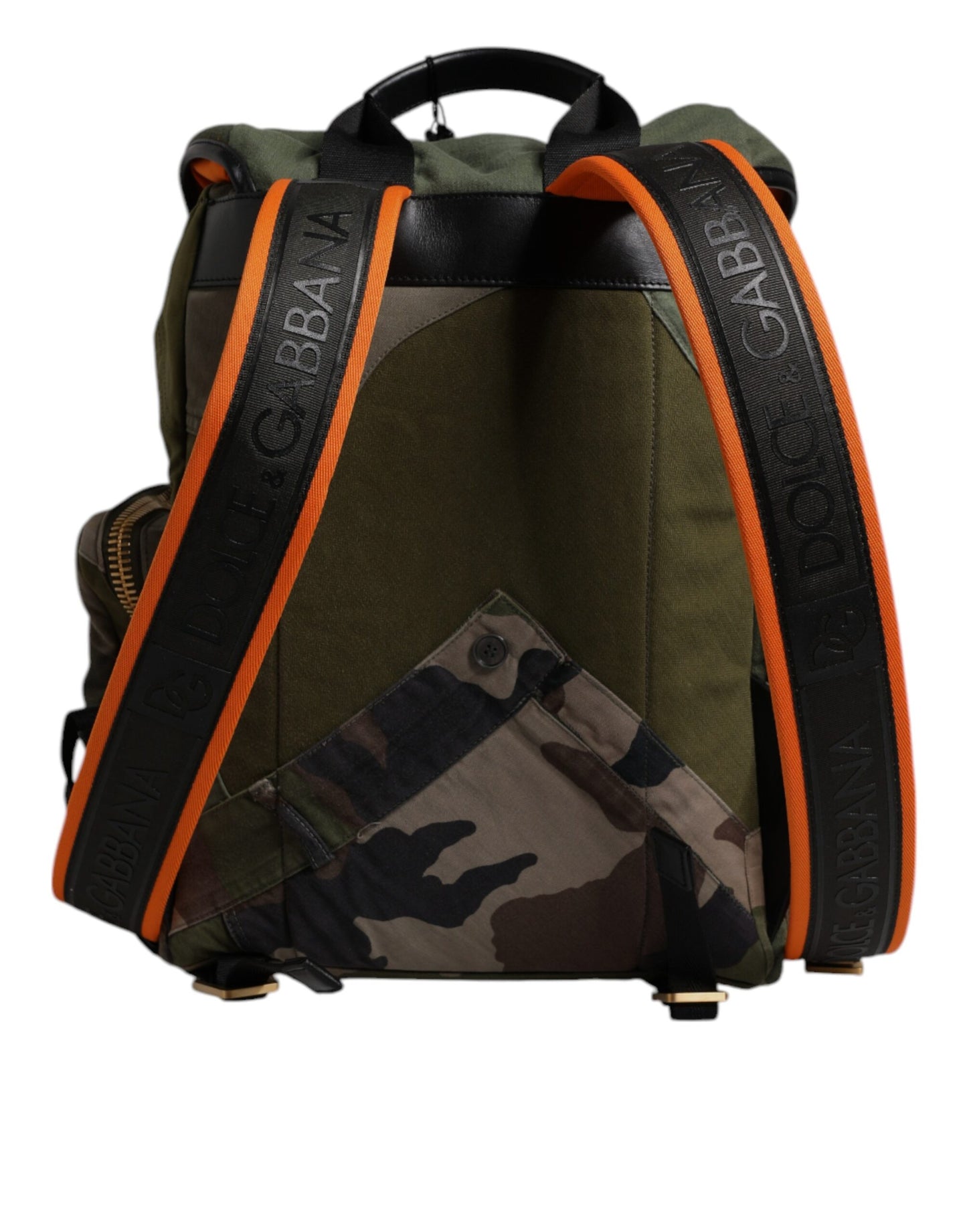 Dolce & Gabbana Grüner Patchwork-Reiserucksack Militärische Tasche