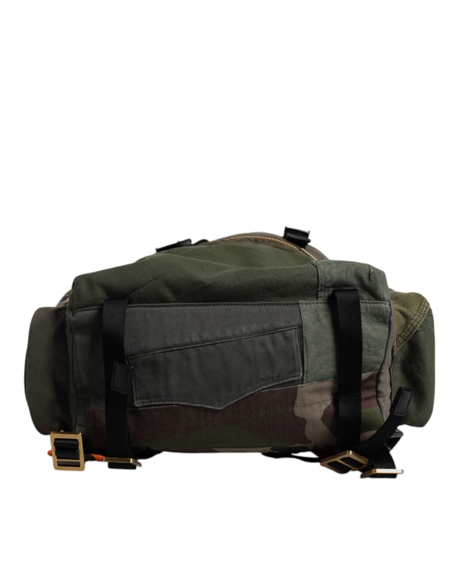 Dolce & Gabbana Grüner Patchwork-Reiserucksack Militärische Tasche