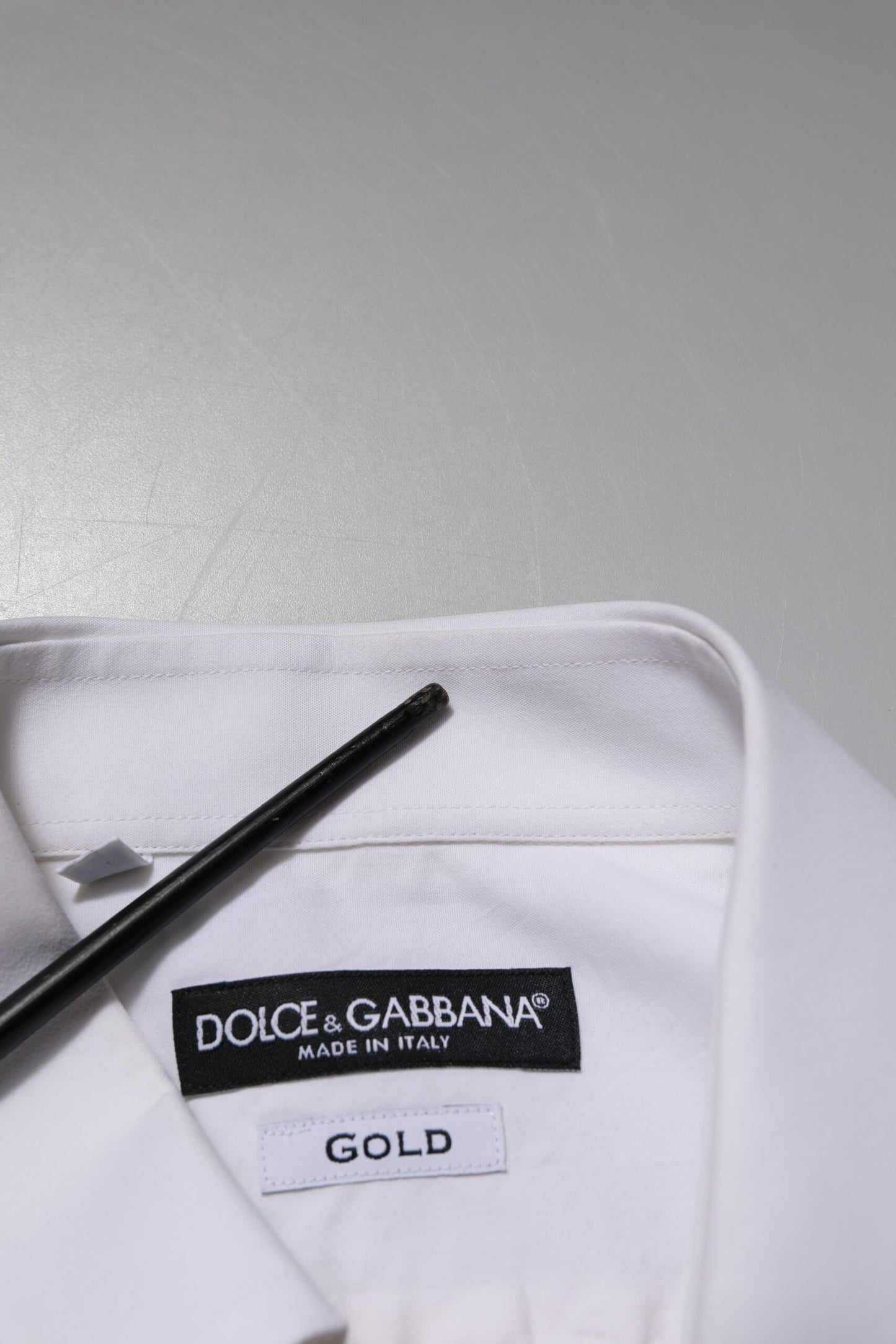 Dolce & Gabbana Weißes GOLD Kleid aus Baumwollpopeline Formelles Hemd