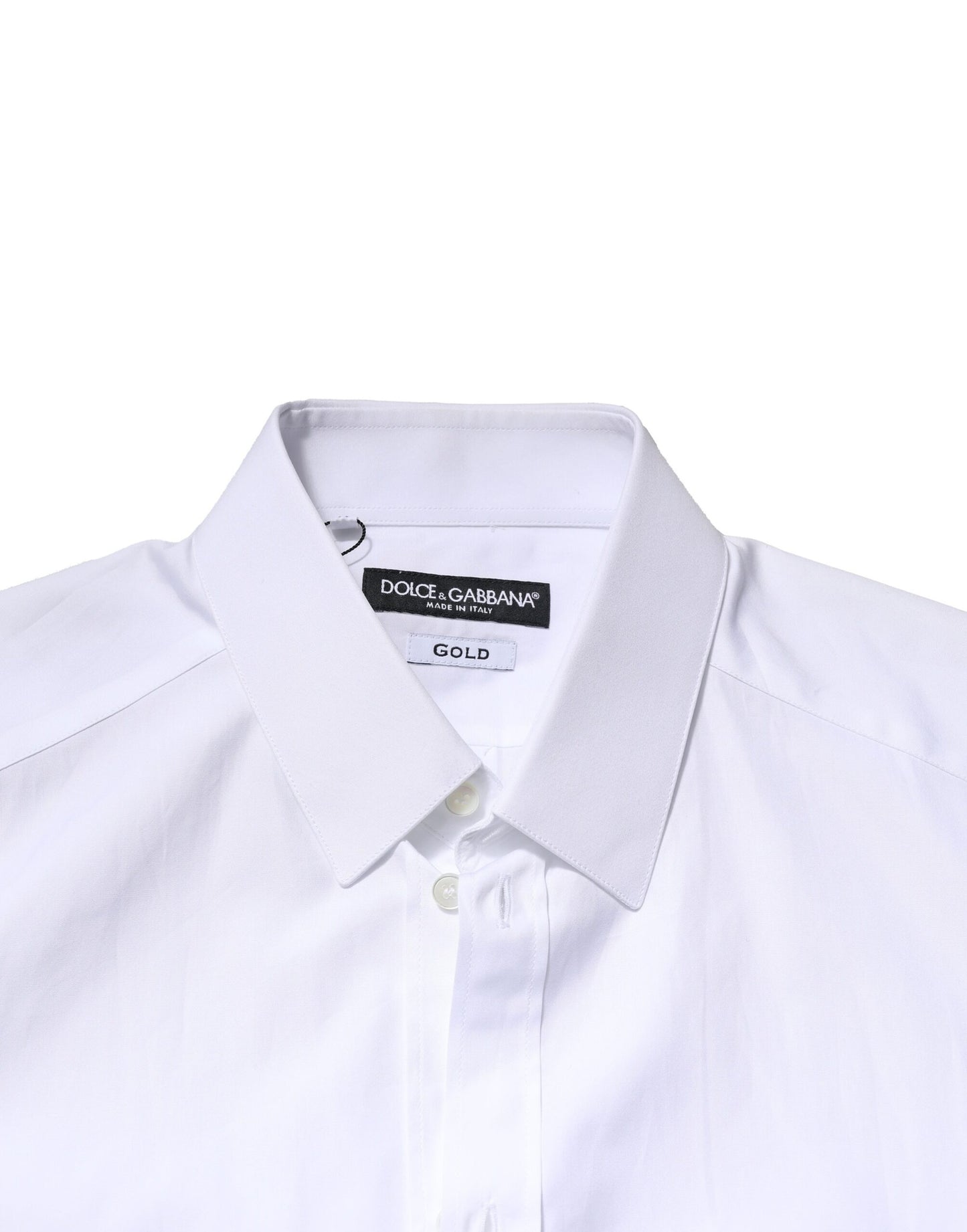 Dolce & Gabbana Weißes GOLD Baumwolle Langarm Herren Hemd Formal
