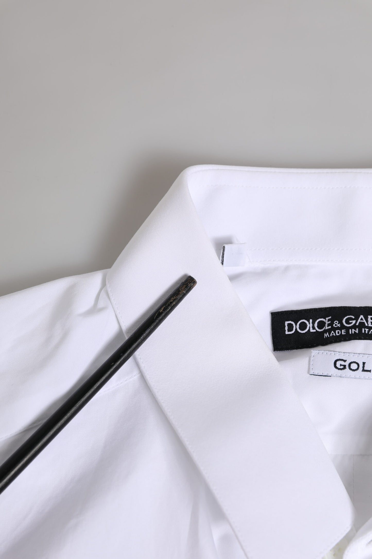 Dolce & Gabbana Weißes GOLD Baumwolle Langarm Herren Hemd Formal