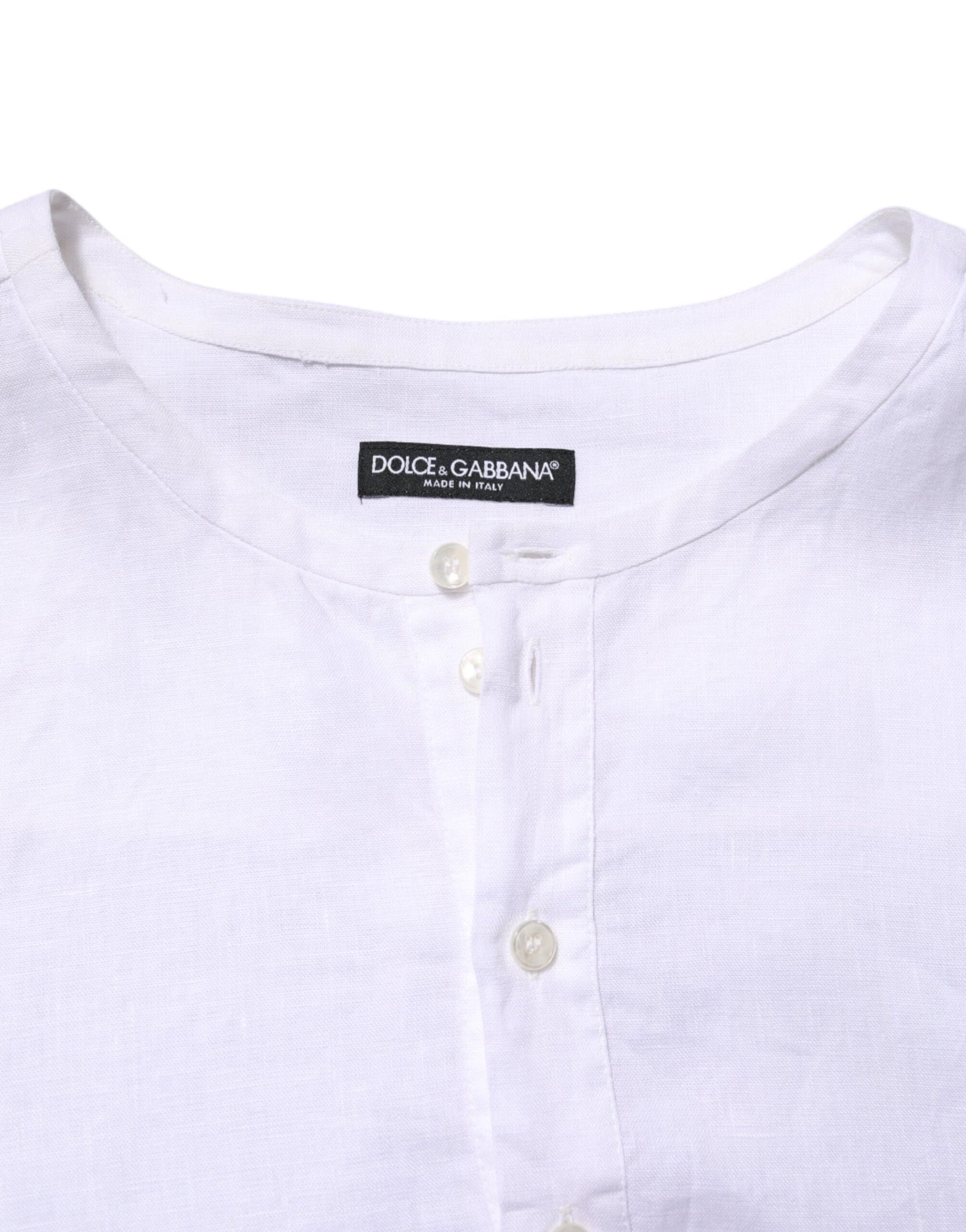 Dolce & Gabbana Weißes Leinenhemd mit langen Ärmeln für lässige Männer