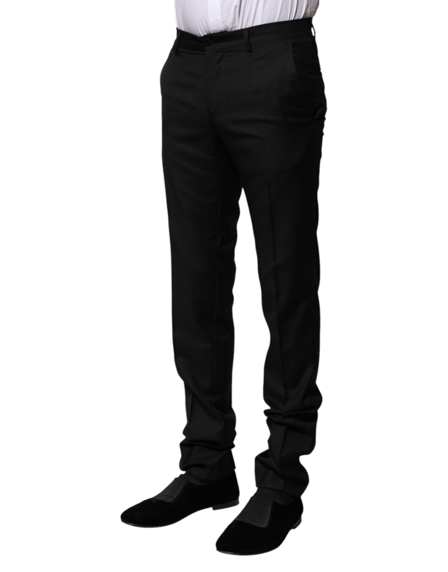 Dolce & Gabbana Schwarze Wolle Formal Herren Slim Hose