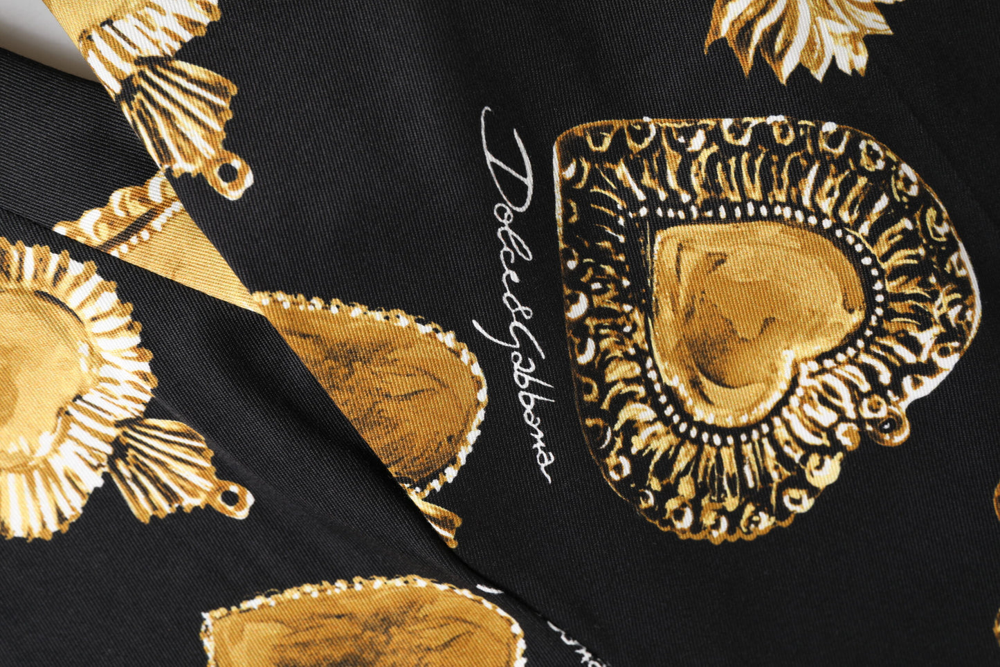 Dolce & Gabbana Schwarz Gold Sacred Heart Print Hose