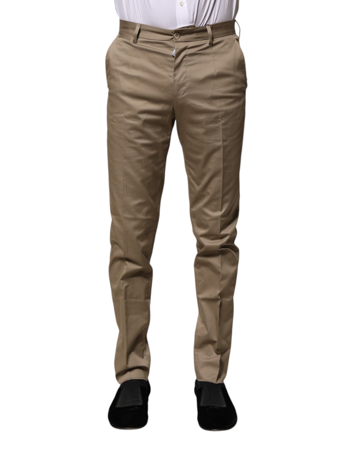 Dolce & Gabbana Braune Baumwolle Formal Herren Slim Pants