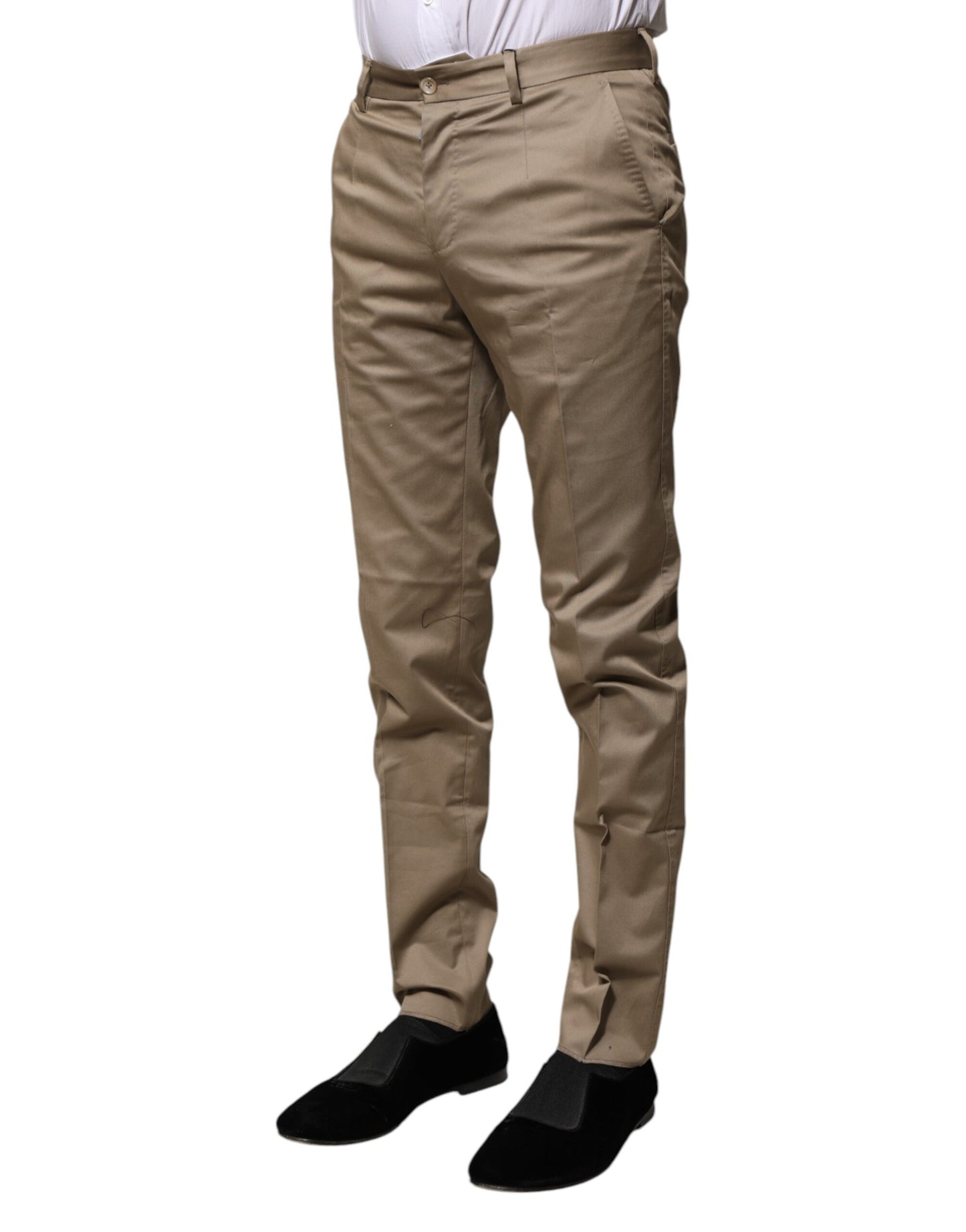 Dolce & Gabbana Braune Baumwolle Formal Herren Slim Pants
