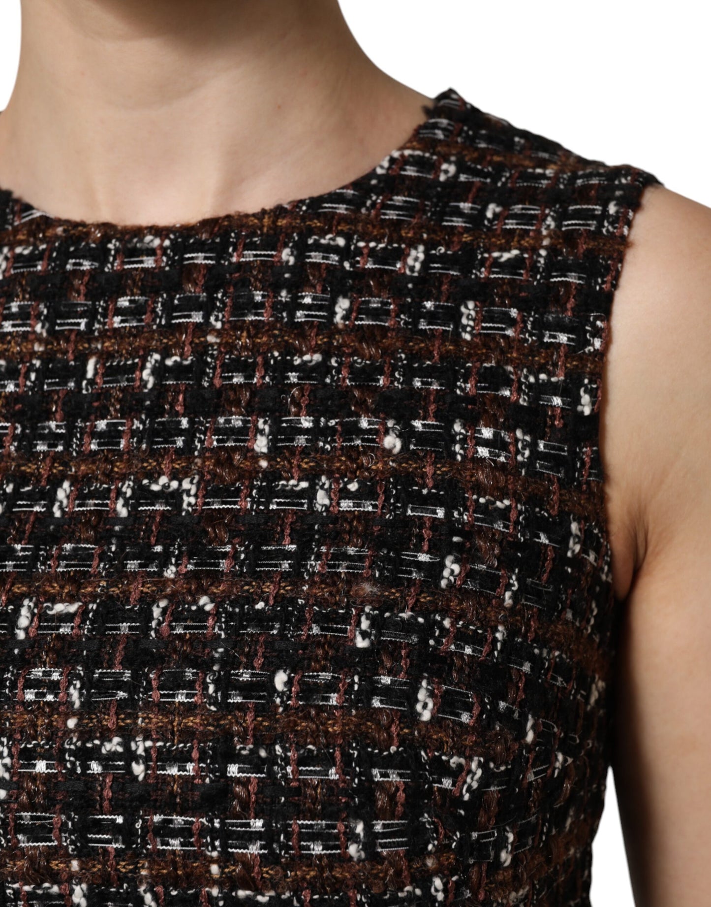 Dolce & Gabbana Multicolor Ärmelloses Mini-Tweed-Kleid in A-Linie