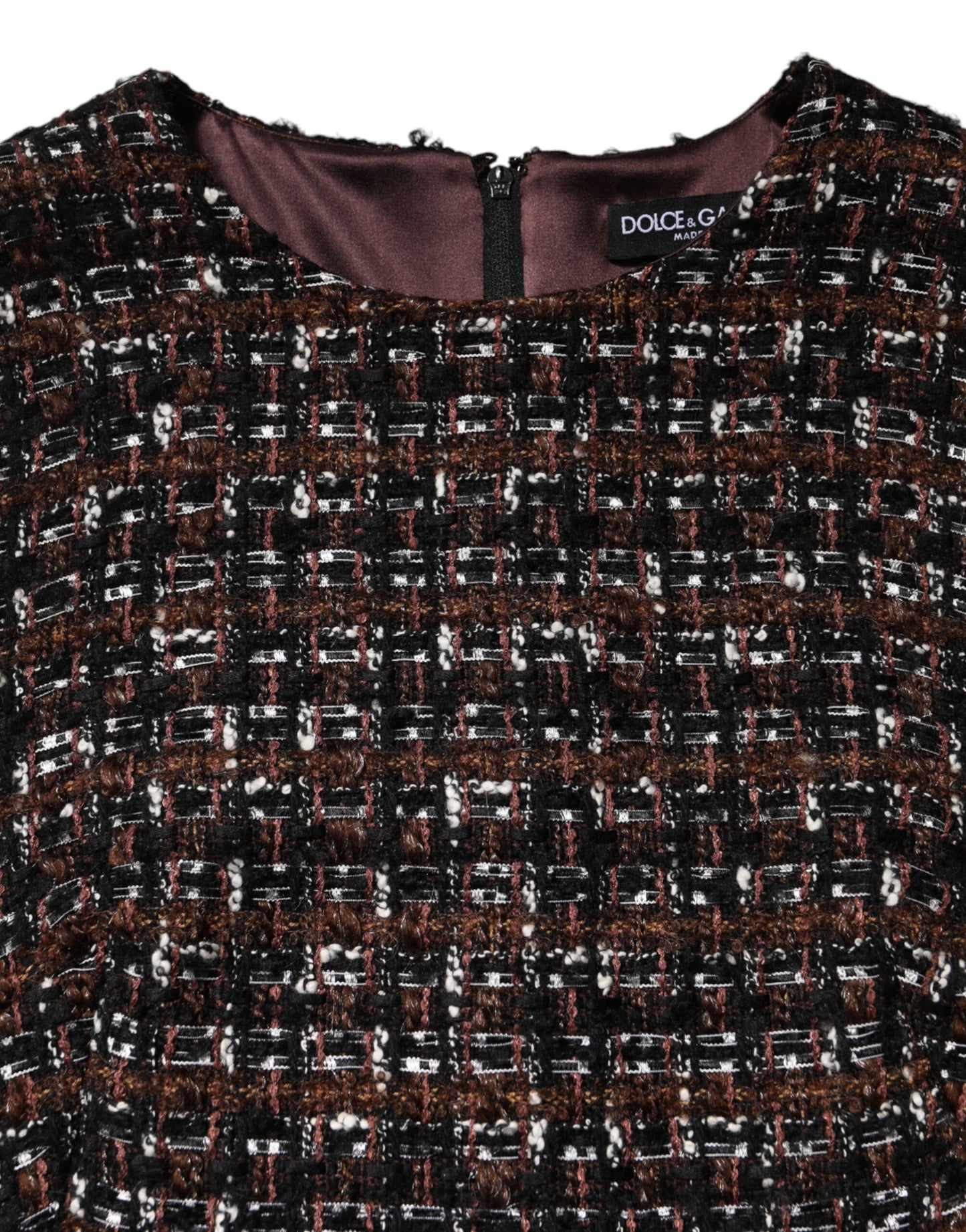 Dolce & Gabbana Multicolor Ärmelloses Mini-Tweed-Kleid in A-Linie