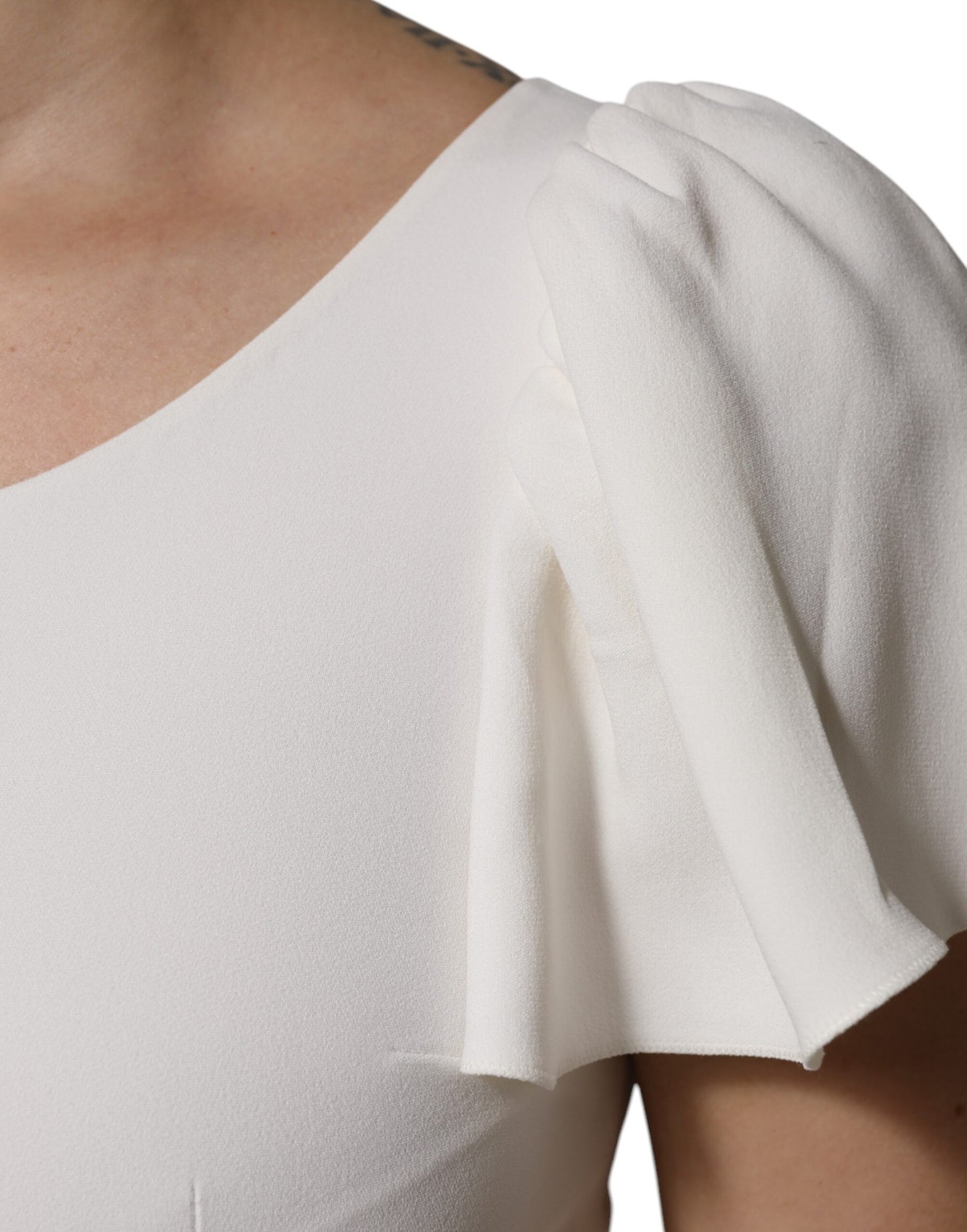 Dolce & Gabbana Weißes Viskose-Rundhals-Top mit kurzen Ärmeln