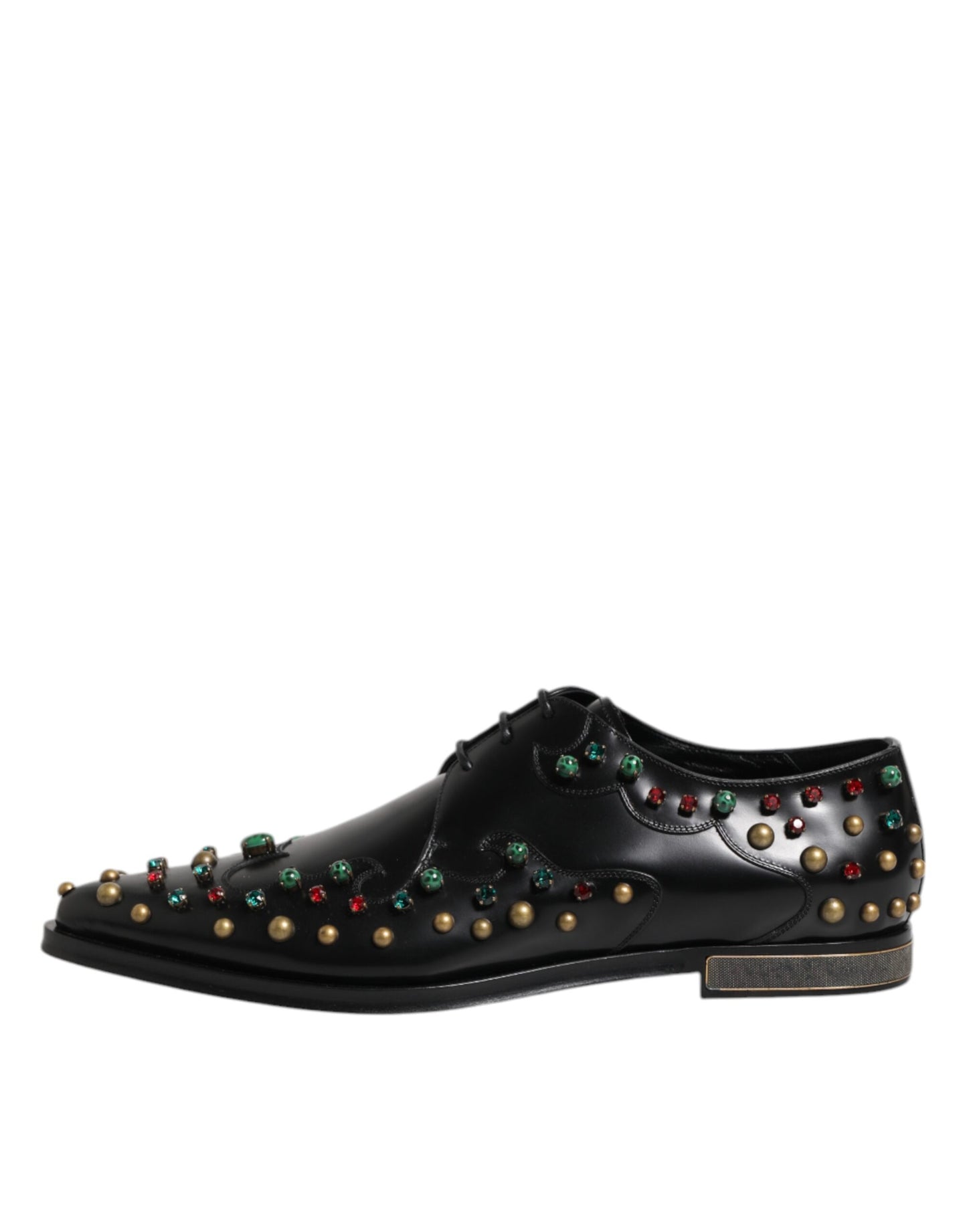 Dolce & Gabbana Schwarzes Leder Derby Kleid Nietenschuhe