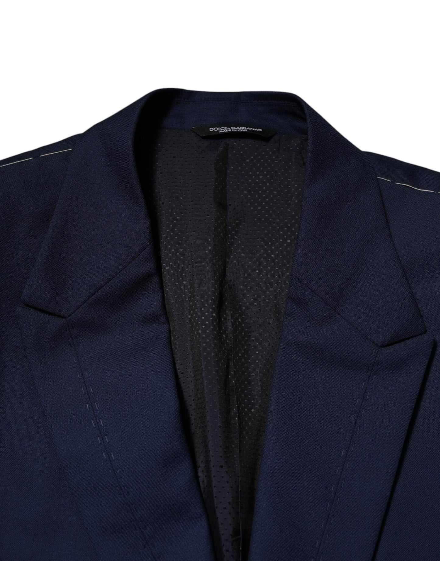 Dolce & Gabbana Blauer Wollmantel einreihig Anzug Blazer