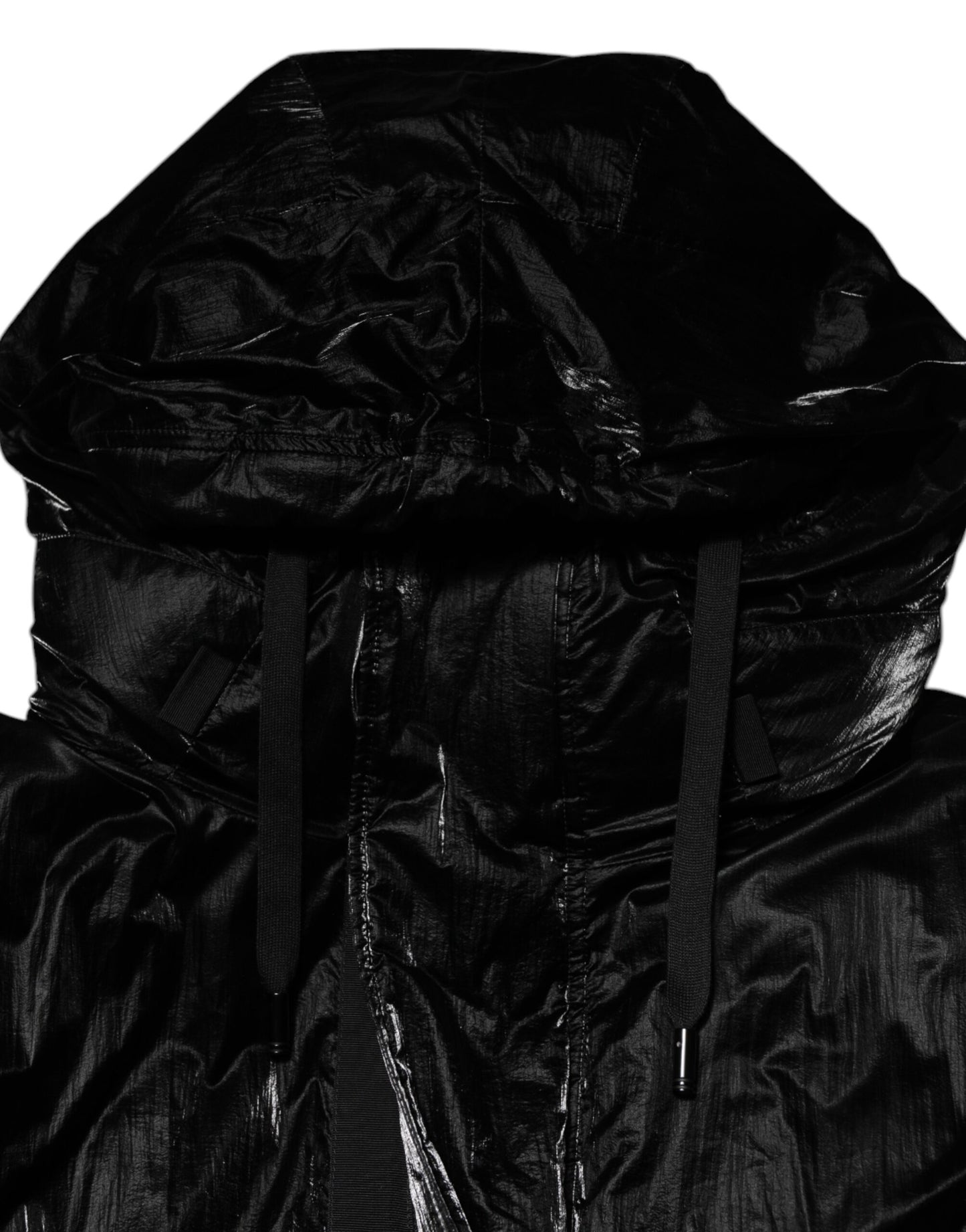 Dolce & Gabbana Schwarze Logo-Steppjacke mit Kapuze und Reißverschluss