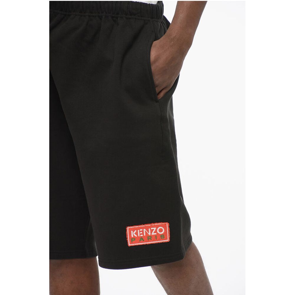 Kenzo Shorts aus gebürsteter Baumwolle mit Logoaufnäher
