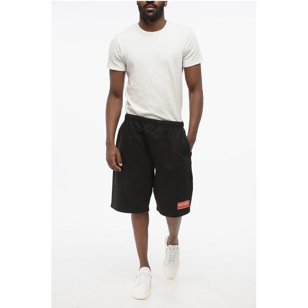 Kenzo Shorts aus gebürsteter Baumwolle mit Logoaufnäher