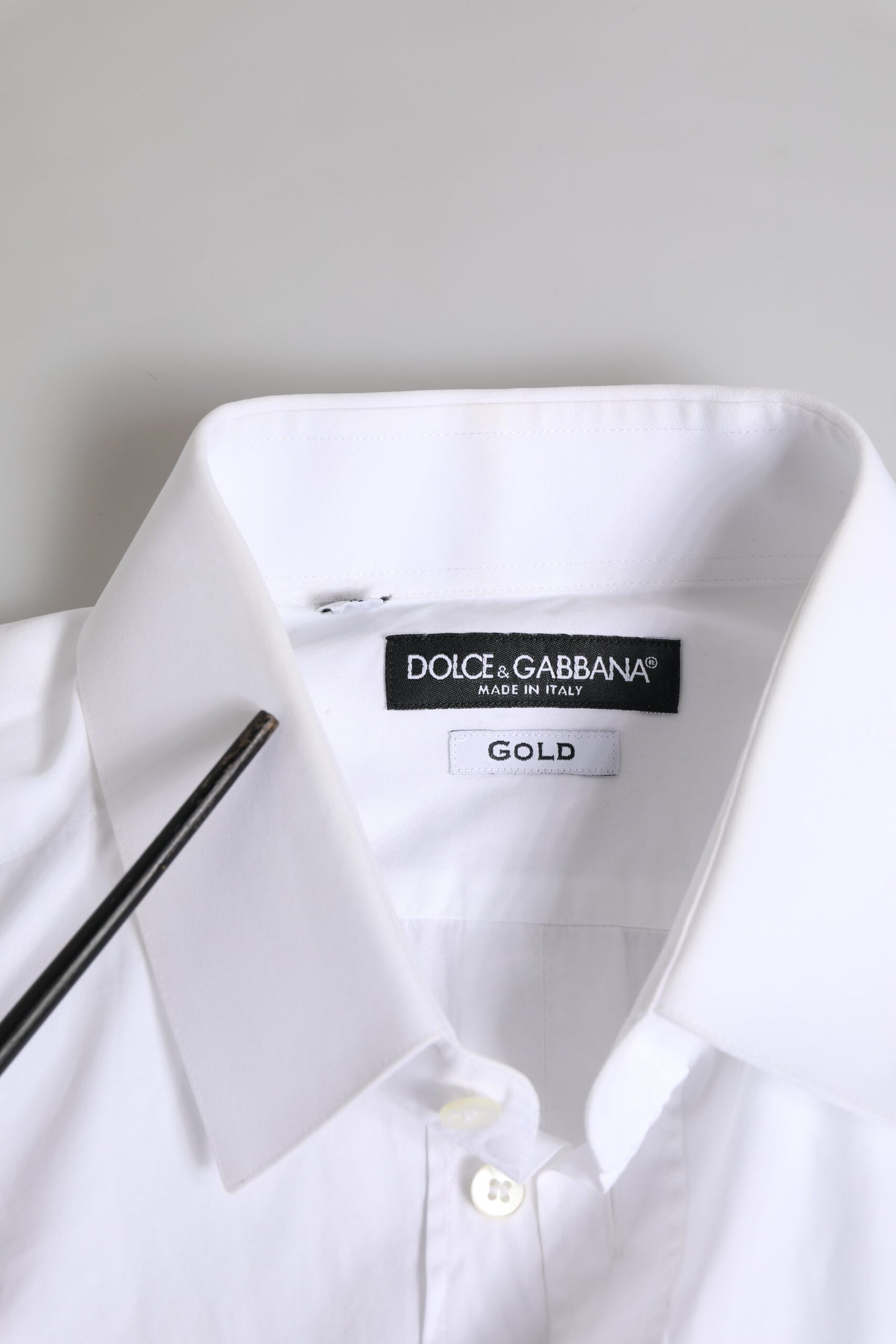 Dolce & Gabbana Weißes Baumwollhemd GOLD mit langen Ärmeln