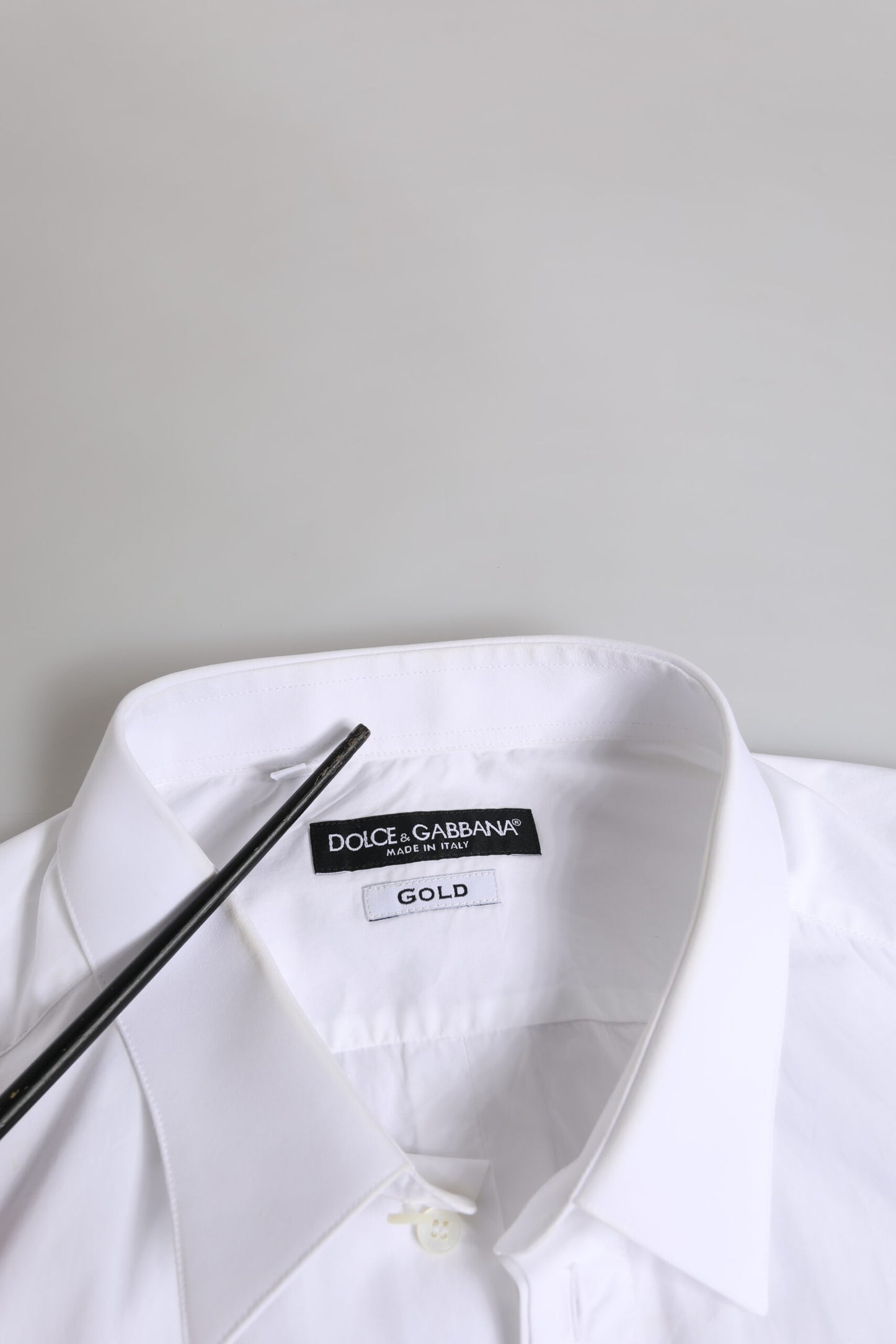 Dolce & Gabbana Weißes Baumwollhemd GOLD mit langen Ärmeln