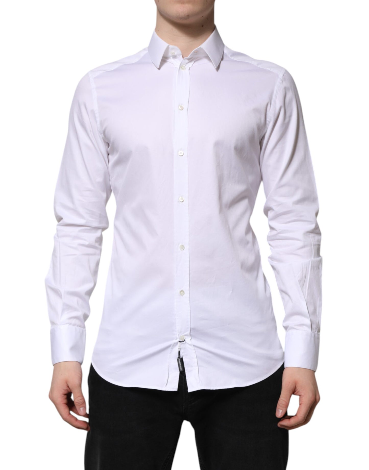 Dolce & Gabbana Weißes Baumwolle GOLD Langarm Herren Hemd