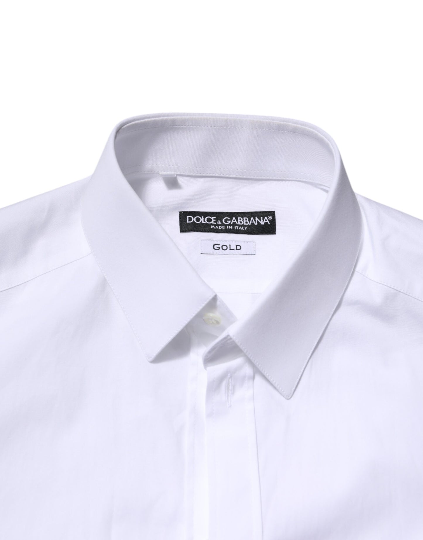 Dolce & Gabbana Weißes Baumwolle GOLD Langarm Herren Hemd