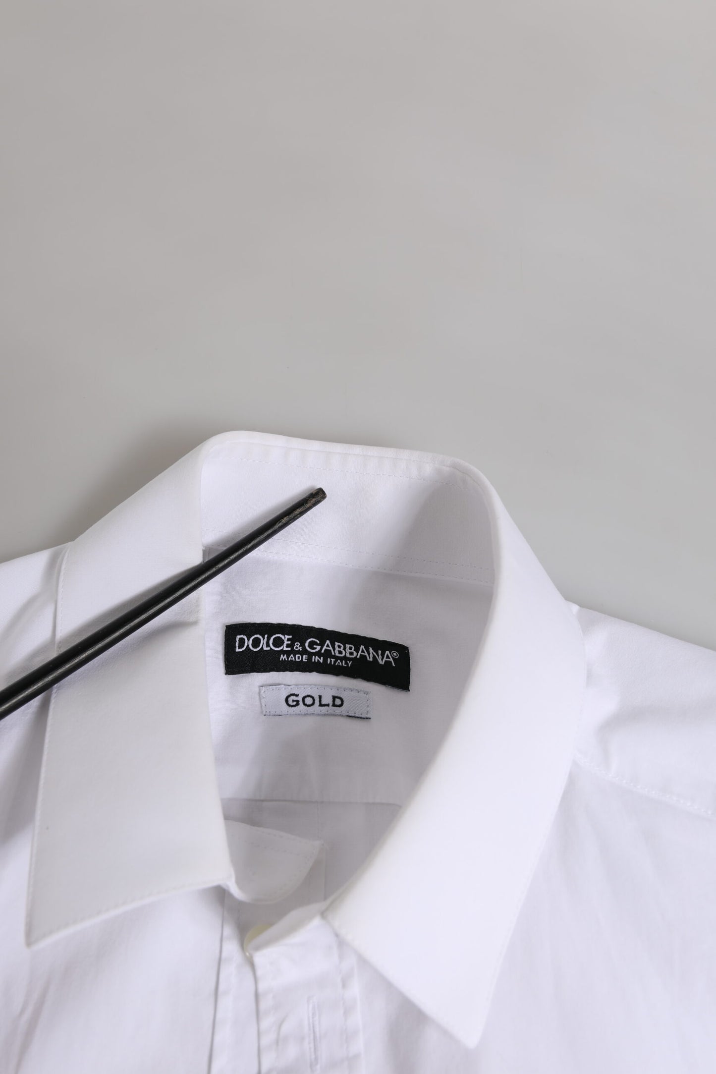 Dolce & Gabbana Weißes Baumwolle GOLD Langarm Herren Hemd