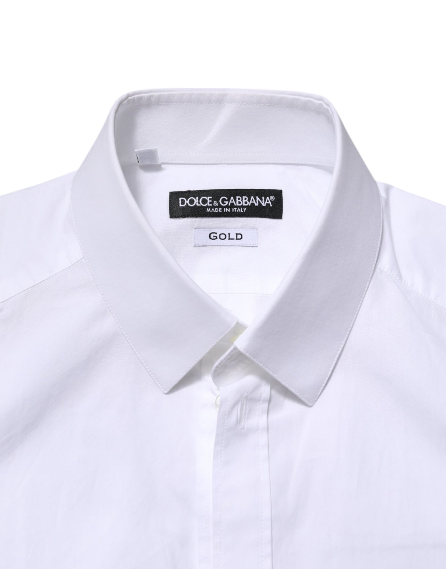 Dolce & Gabbana Weißes Baumwolle GOLD Langarm Herren Hemd