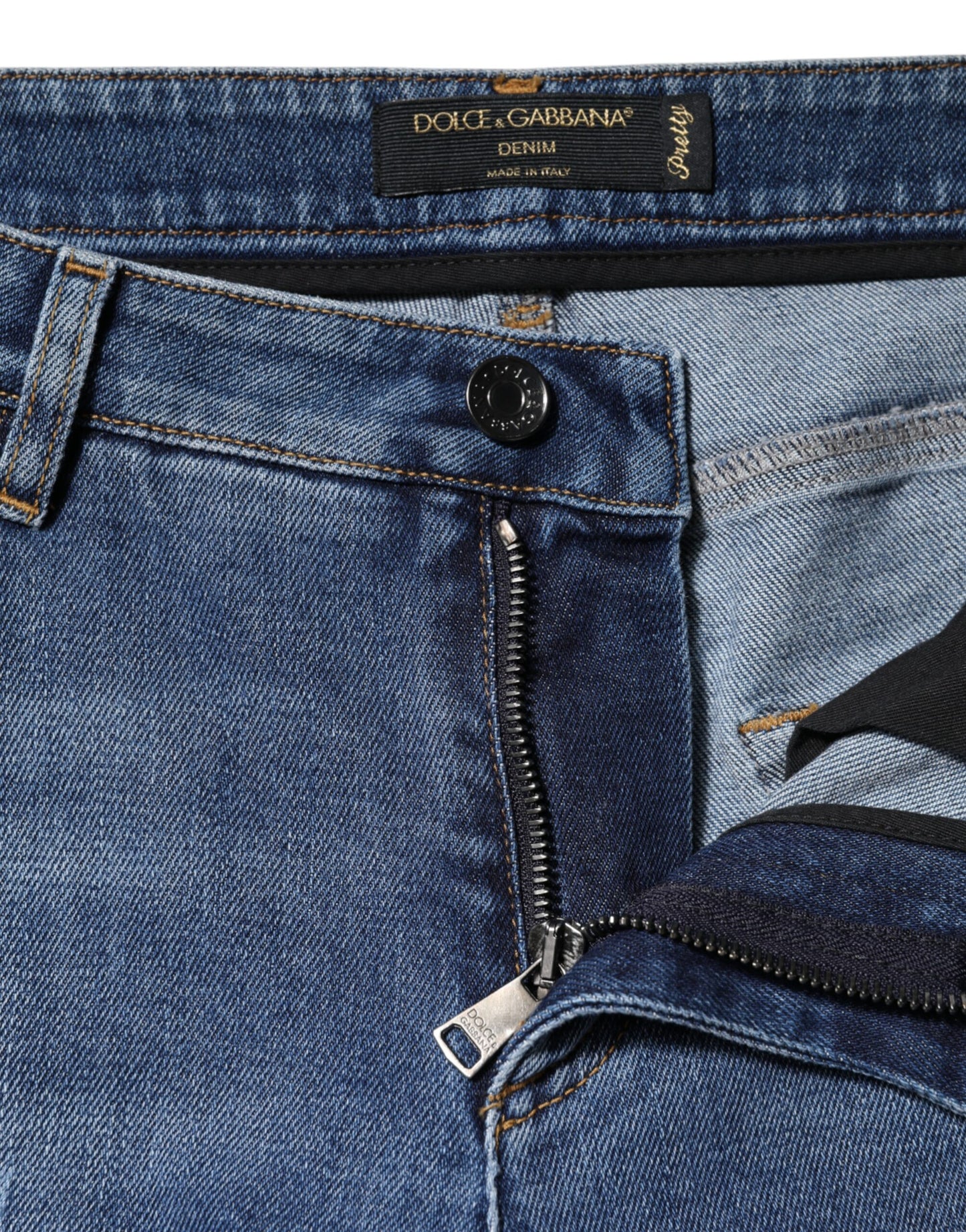 Dolce & Gabbana Blaue Denim-Jeans aus zerrissener Baumwolle mit niedriger Taille