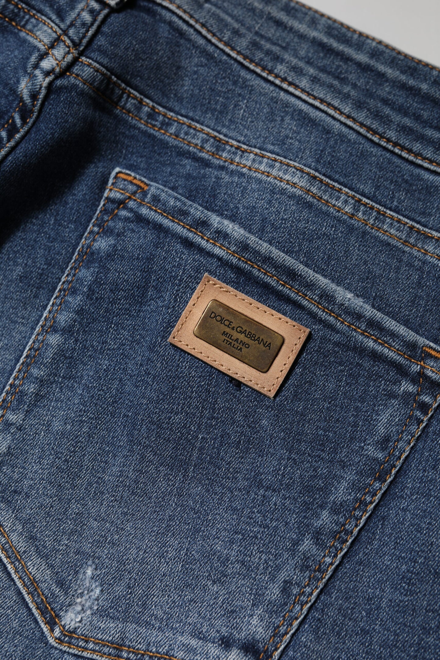 Dolce & Gabbana Blaue Denim-Jeans mit niedriger Taille aus gewaschener Baumwolle