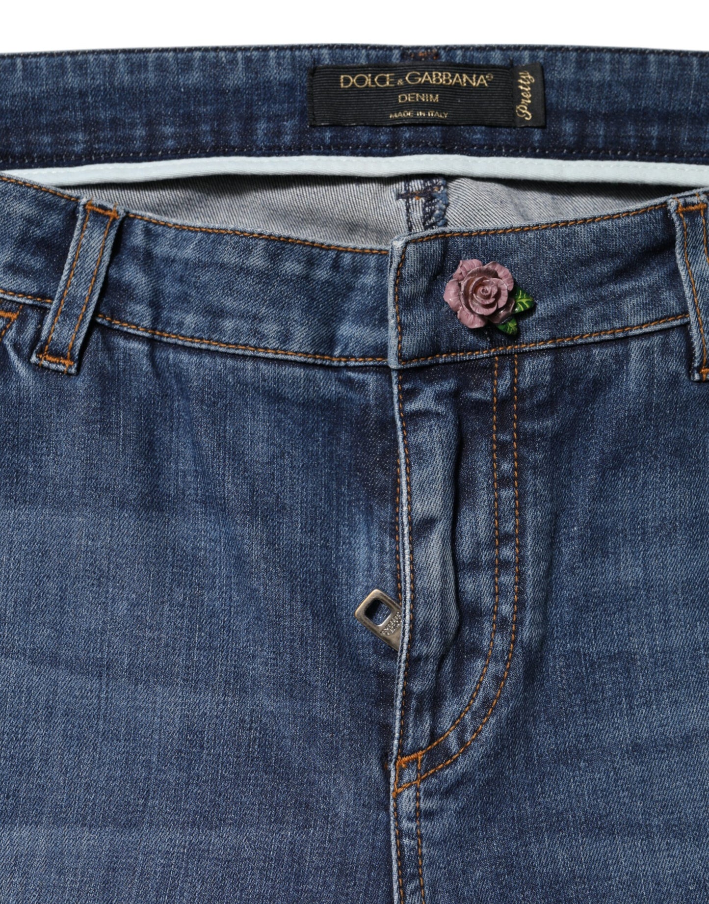 Dolce & Gabbana Blaue Skinny Denim Jeans aus Baumwolle mit niedriger Taille