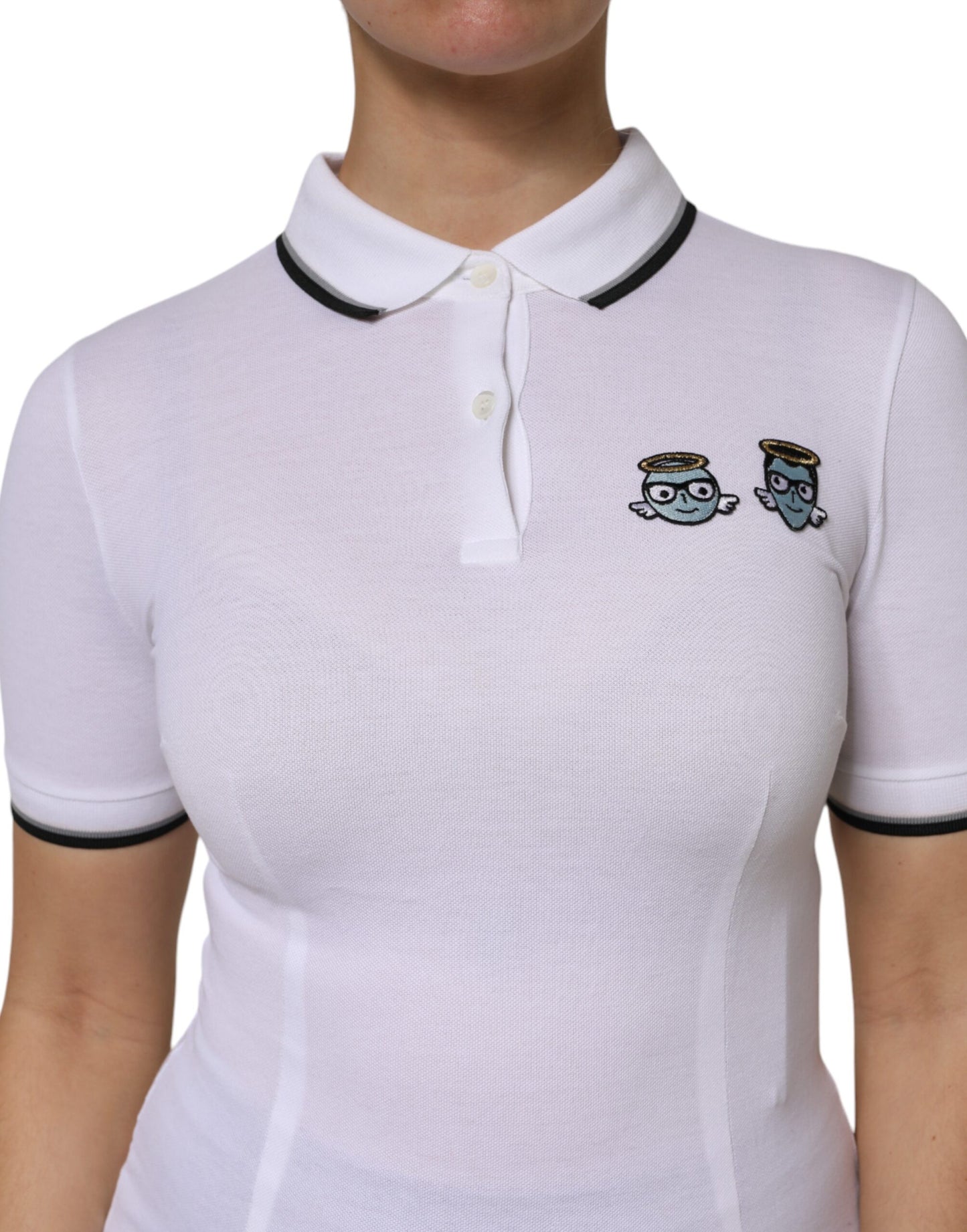 Dolce & Gabbana Weißes Baumwoll-Poloshirt mit kurzen Ärmeln und Kragen