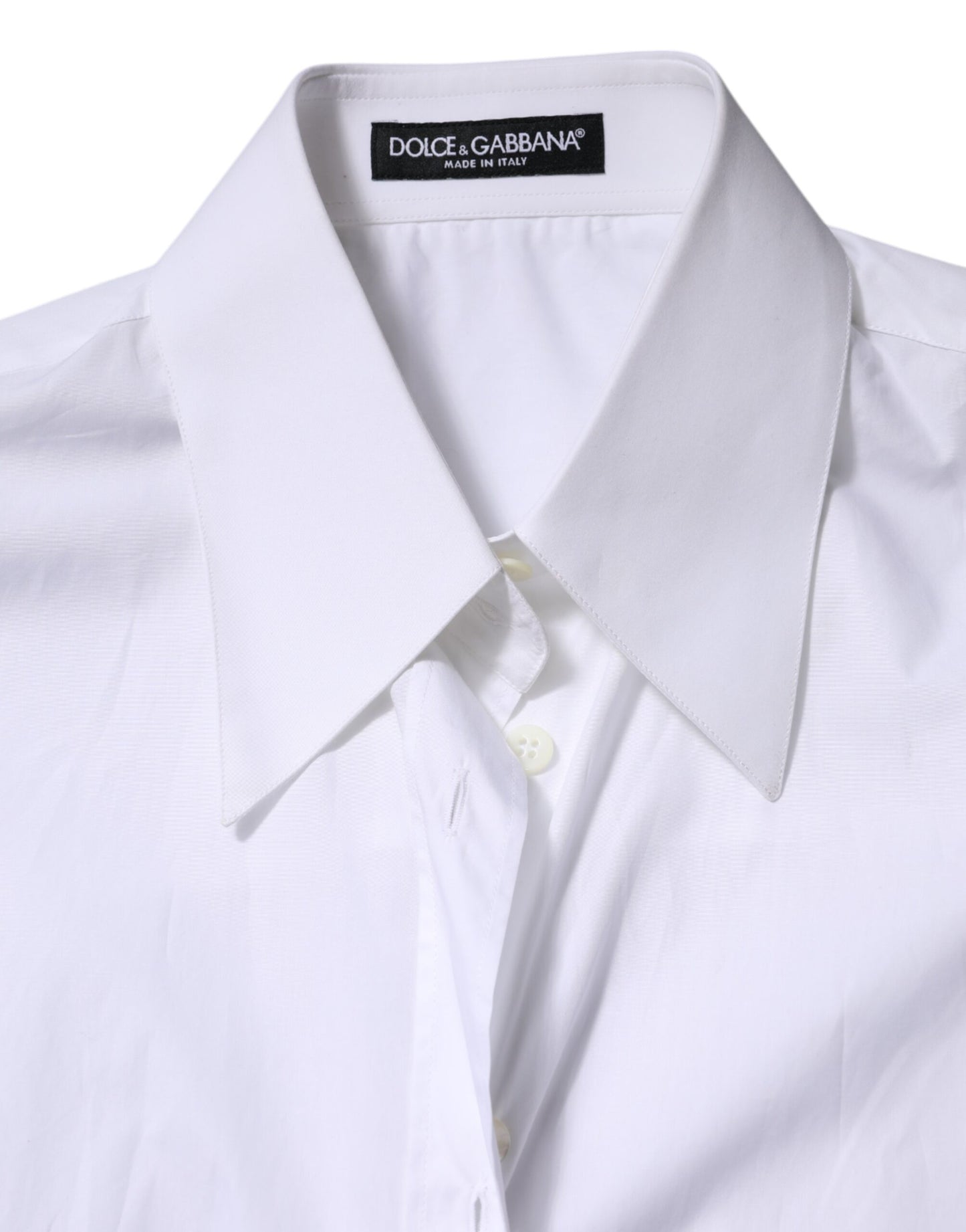 Dolce & Gabbana Weißes Baumwollhemd mit Kragen und langen Ärmeln