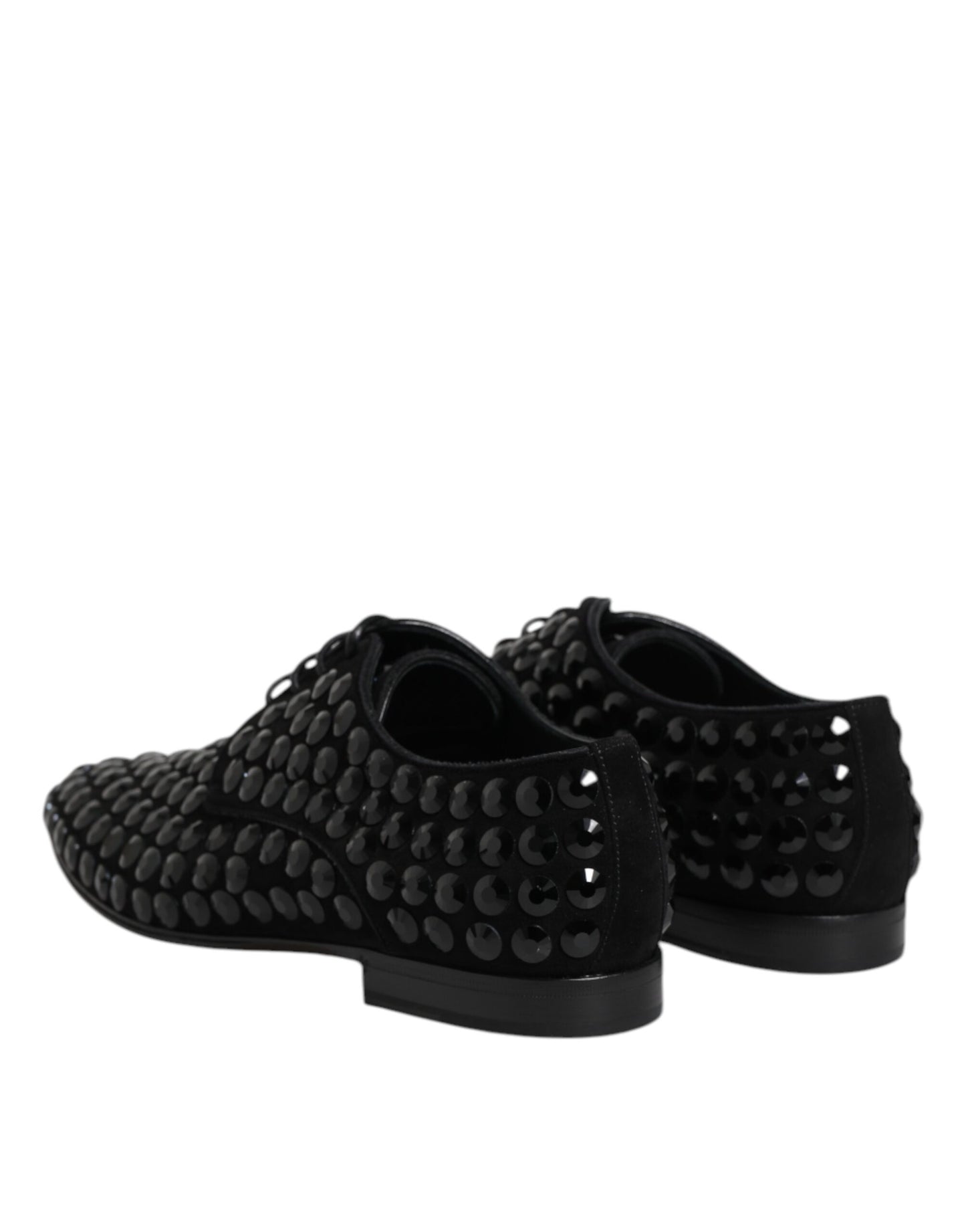 Dolce & Gabbana Schwarze Wildleder Strass Derby Formelle Schuhe