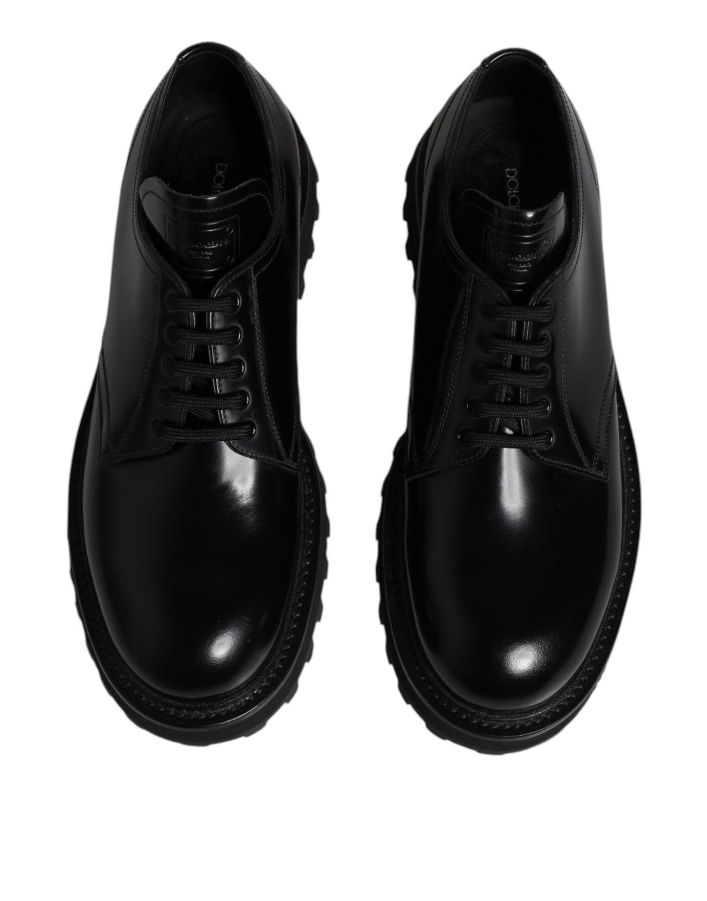 Dolce & Gabbana Schwarz Leder Lace Up Derby Männer Kleid Schuhe