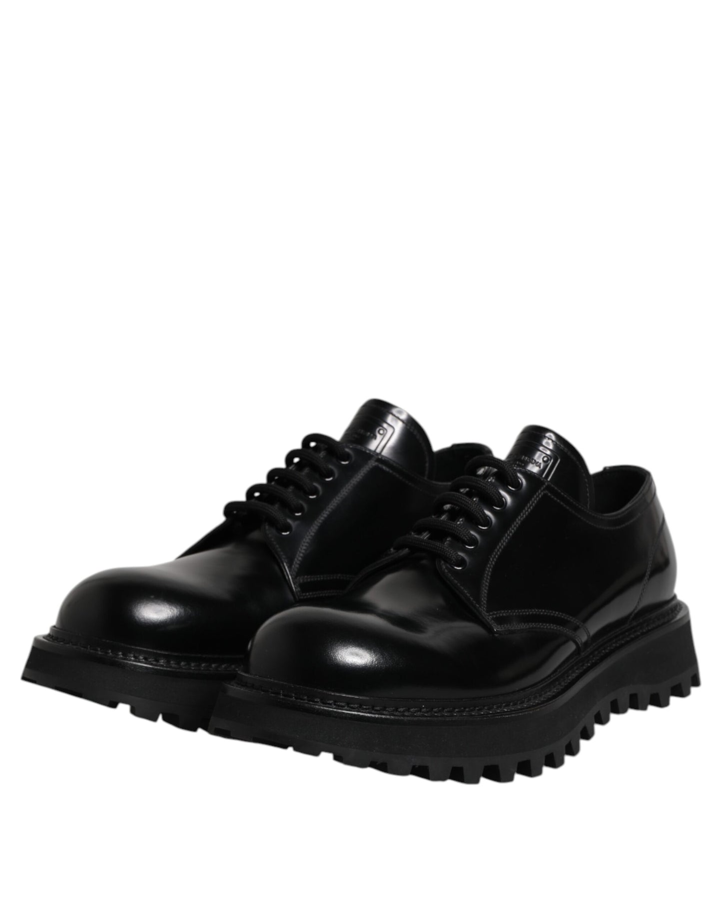 Dolce & Gabbana Schwarz Leder Lace Up Derby Männer Kleid Schuhe