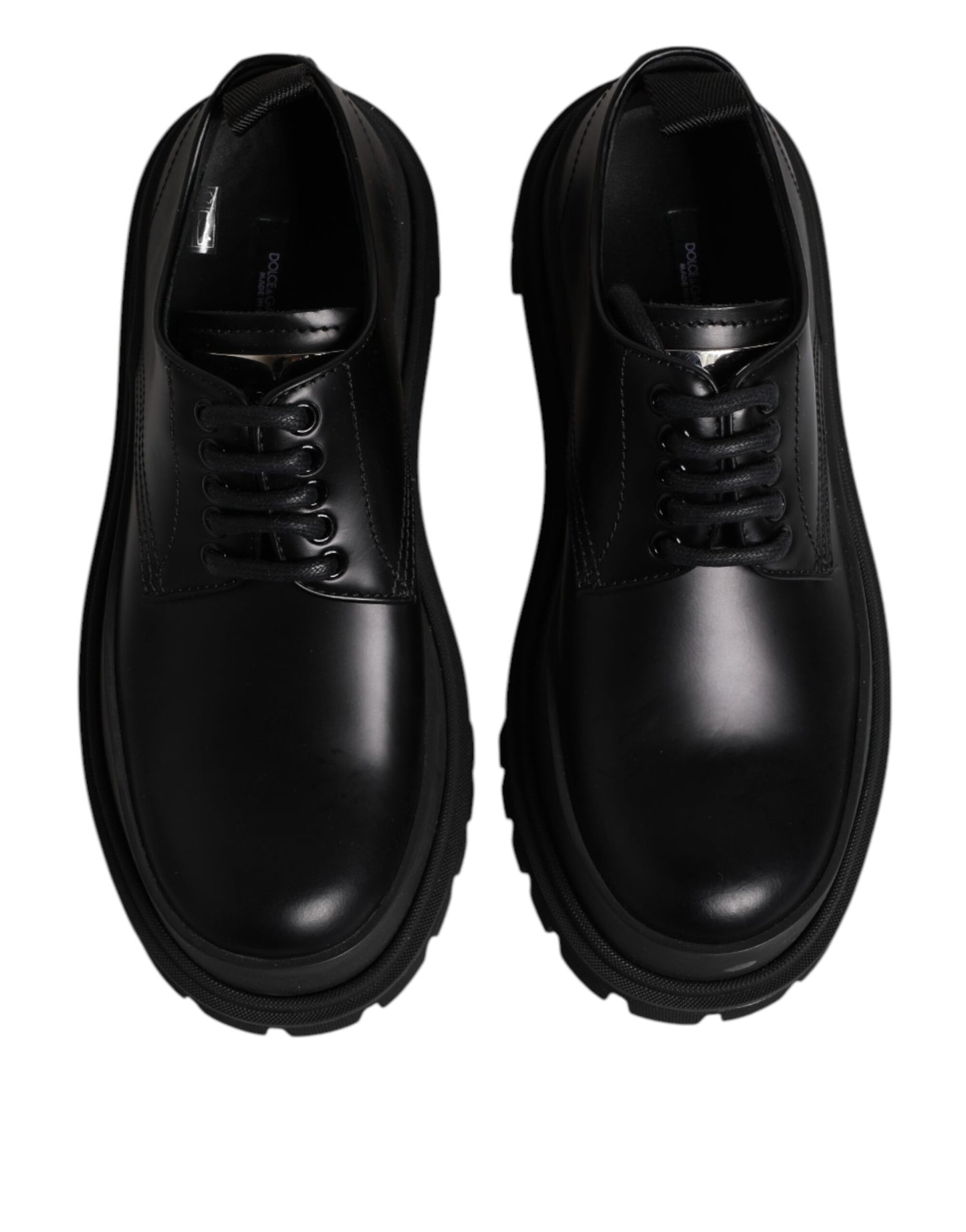 Dolce & Gabbana Schwarz Leder Lace Up Derby Männer Kleid Schuhe