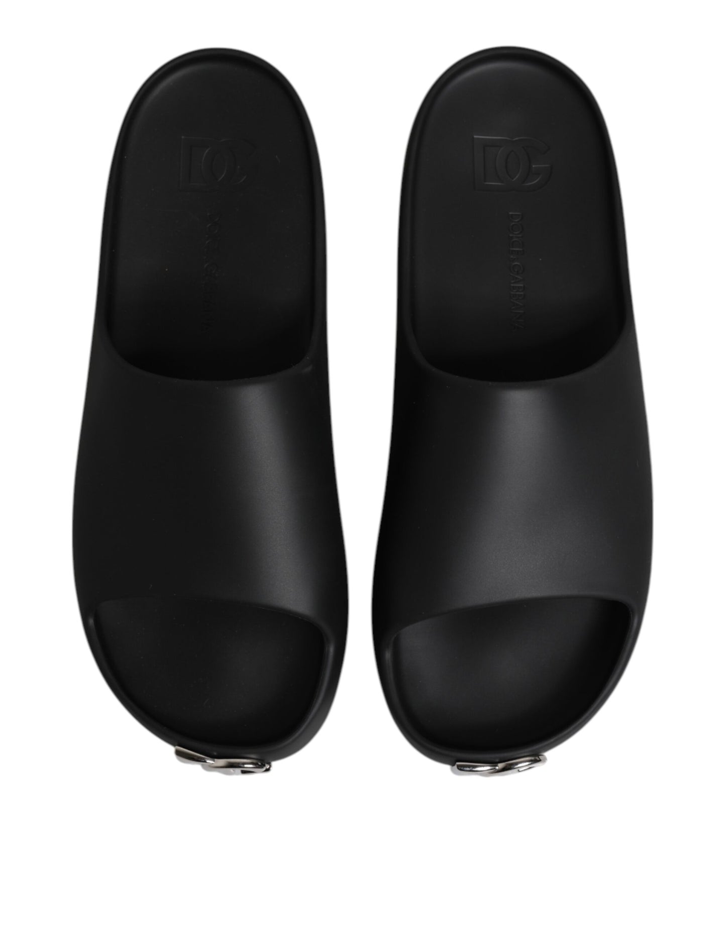 Dolce & Gabbana Schwarz DG Logo Slides Sandalen Beachwear Schuhe